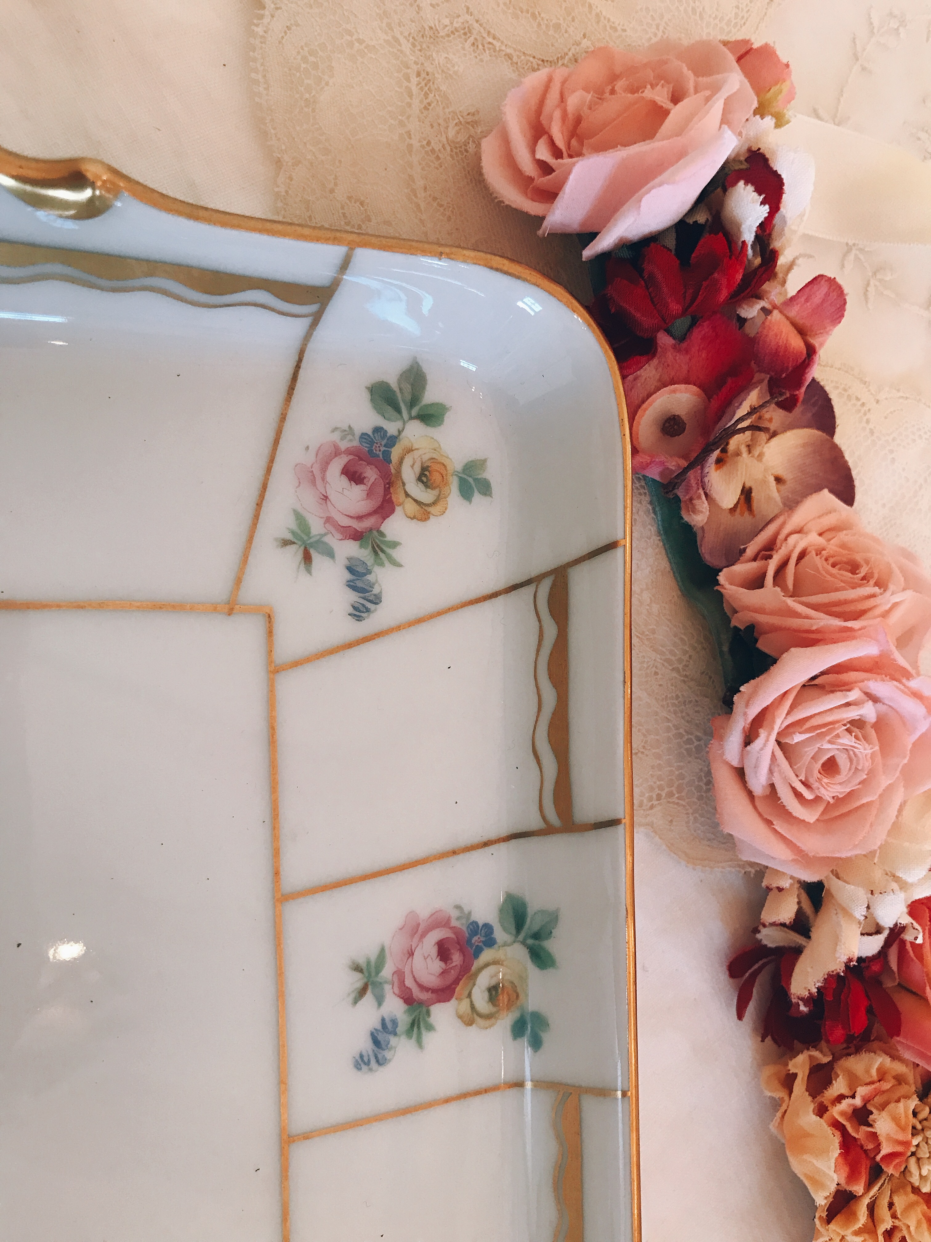 フランスリモージュの花柄可愛いトレイ 在庫1 株式会社antiquerose 山岡