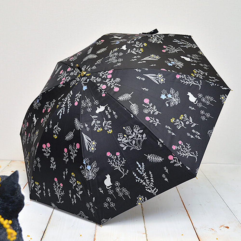 猫傘(晴雨兼用雨傘日傘)野の花と猫 | マスノヤ衣料品店・マスノヤ猫雑貨店