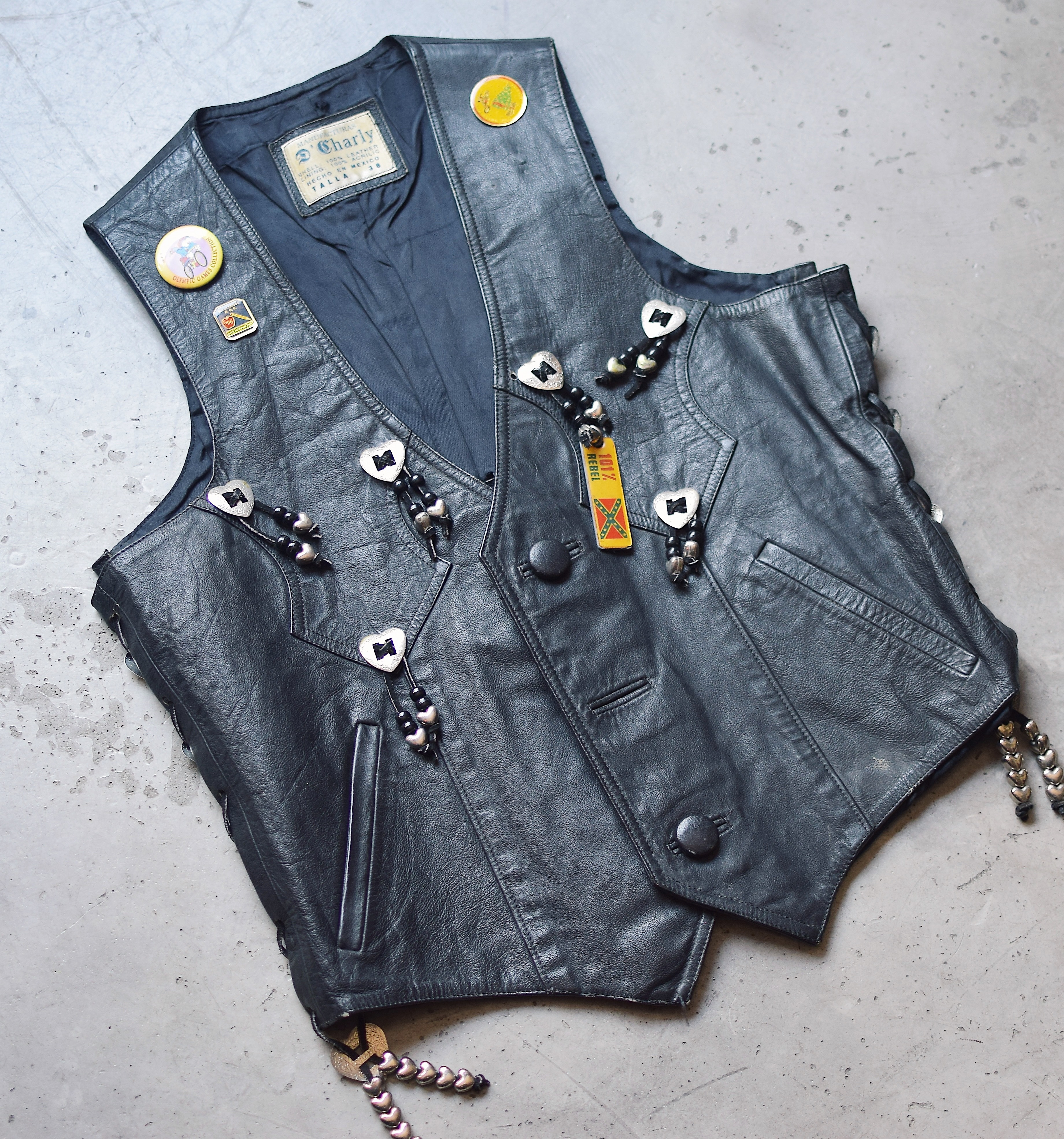 Vintage 80〜90's【D'Charly】Concho Leather Vest の画像 3