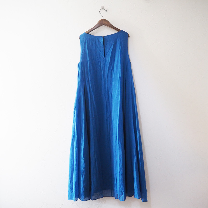 Whim Gazette ウィム ガゼット Web限定 コットンシフォン サックフレアワンピース ブルー F Lifne リフネ