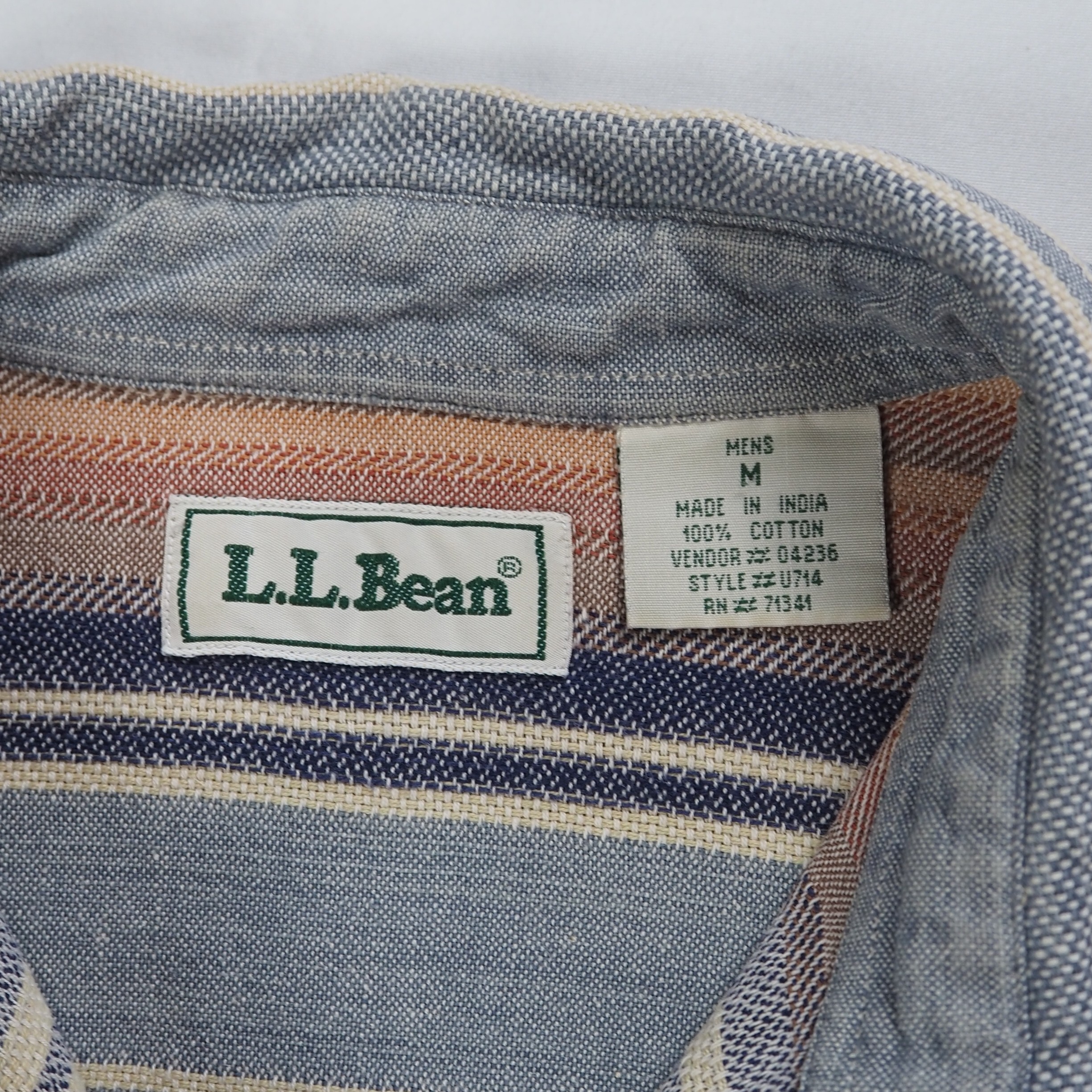 90's L.L. Bean ネルシャツ Mサイズ ボーダー の画像 8