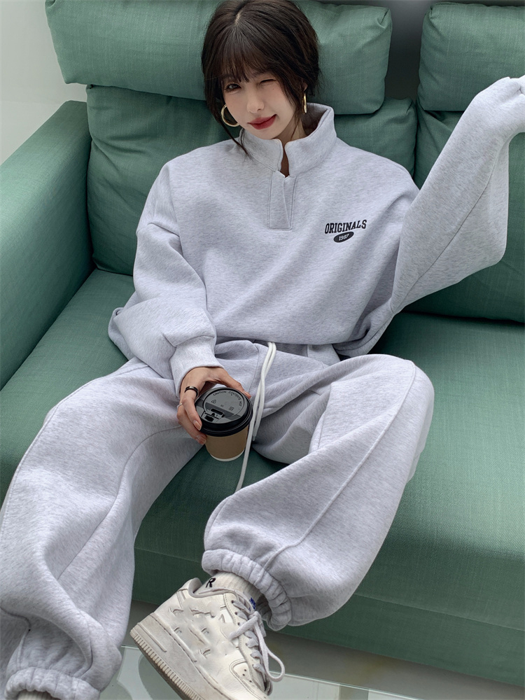 【セットアップ】スウェット トレーナー セットアップ 韓国 set up ストリート Vネック ダンス 衣装 ポロシャツ オルチャン HIPHOP K-POP レディース カジュアルストリート
