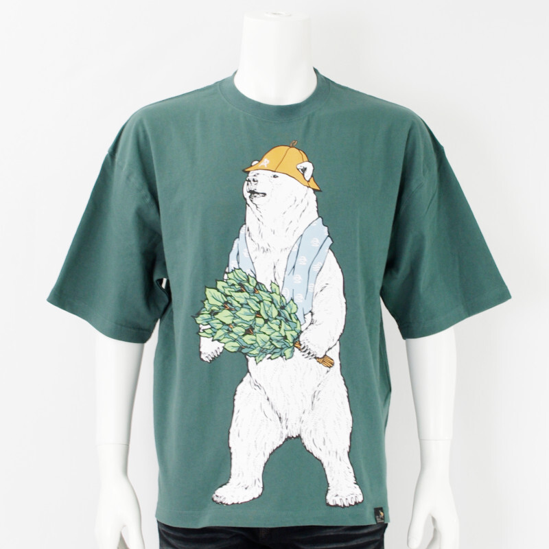 go slow caravan |ゴースローキャラバン|USA/C サウナクマ BIG TEE (MENS)|ブルーグリーン