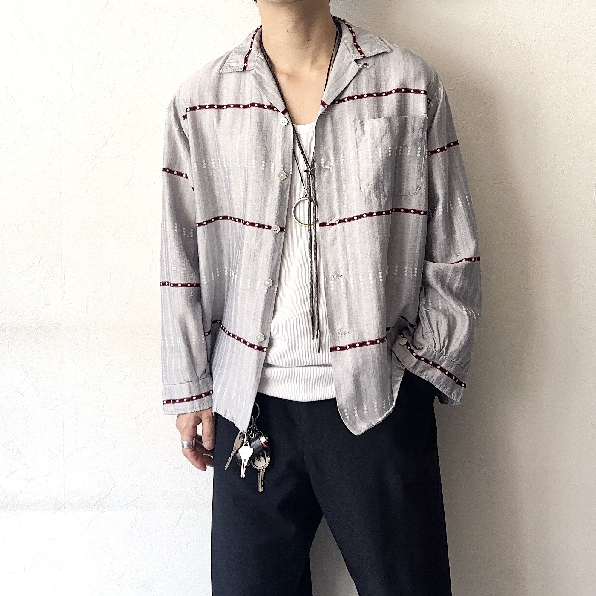 Vintage 50's【Marlboro】Patterned Silk Shirt の画像 3