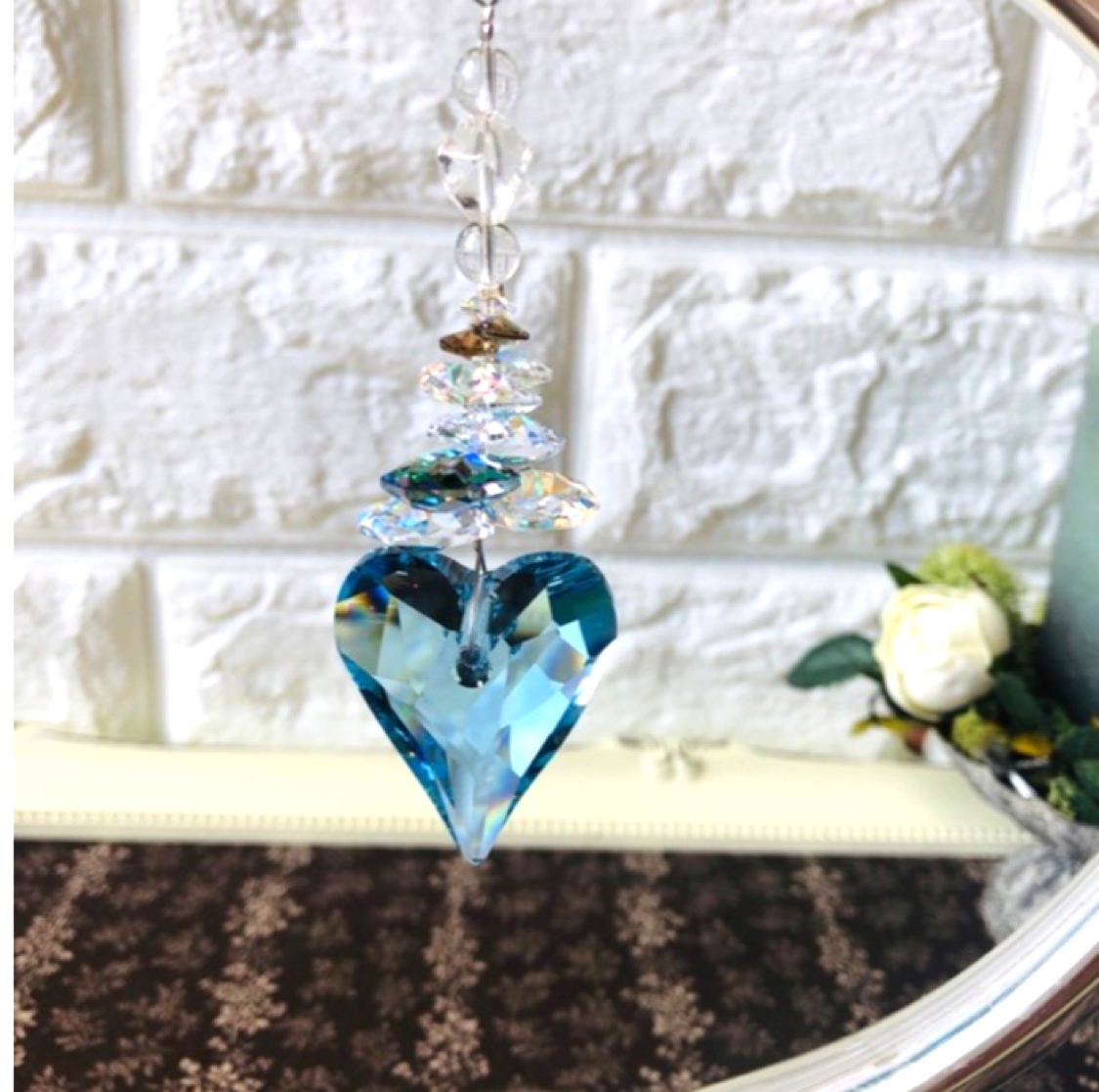 限定1点 スワロフスキー ハート スタンド付き 強力な癒し サンキャッチャースタンド 吊り下げインテリア Rafastone