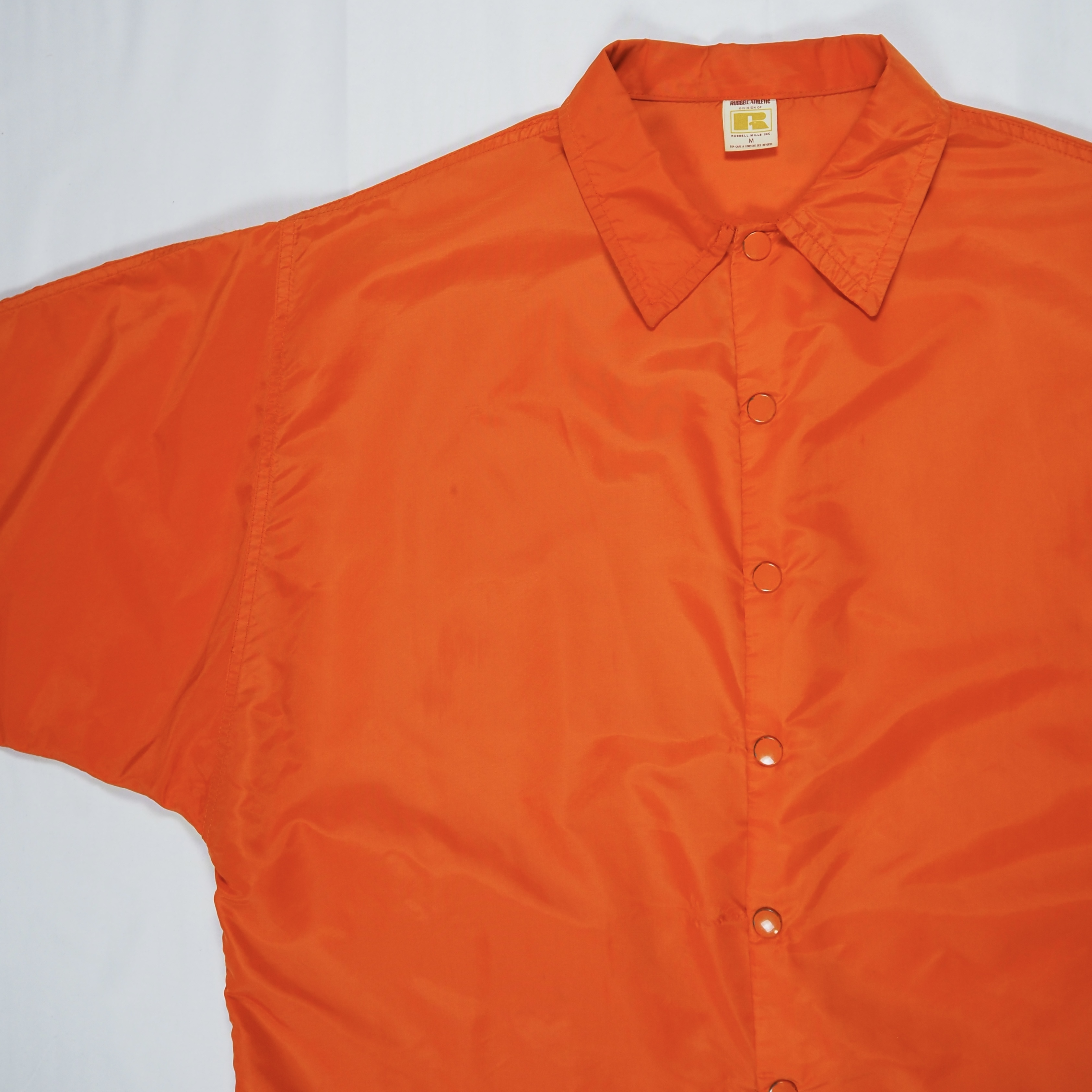70’s Russell Athletic ナイロンコーチジャケット オレンジ Mサイズ の画像 5