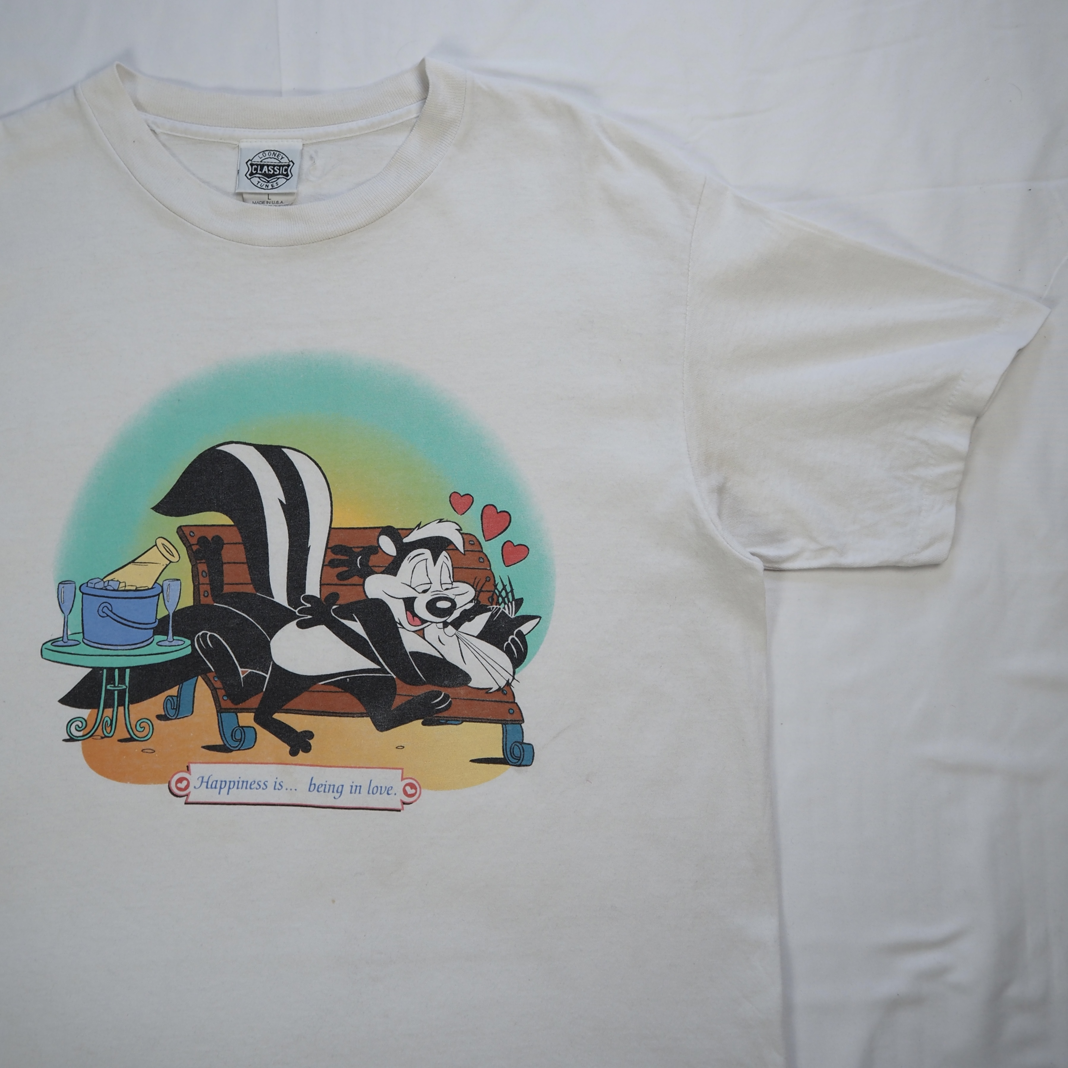 90’s Looney Tunes ぺぺ ル ピュー Lサイズ ホワイト シングルステッチ の画像 4