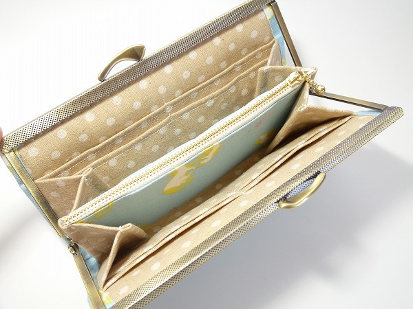 がま口 長財布 和柄の猫 水色 G014 がま口屋さんchocho 手づくりのがま口のお店