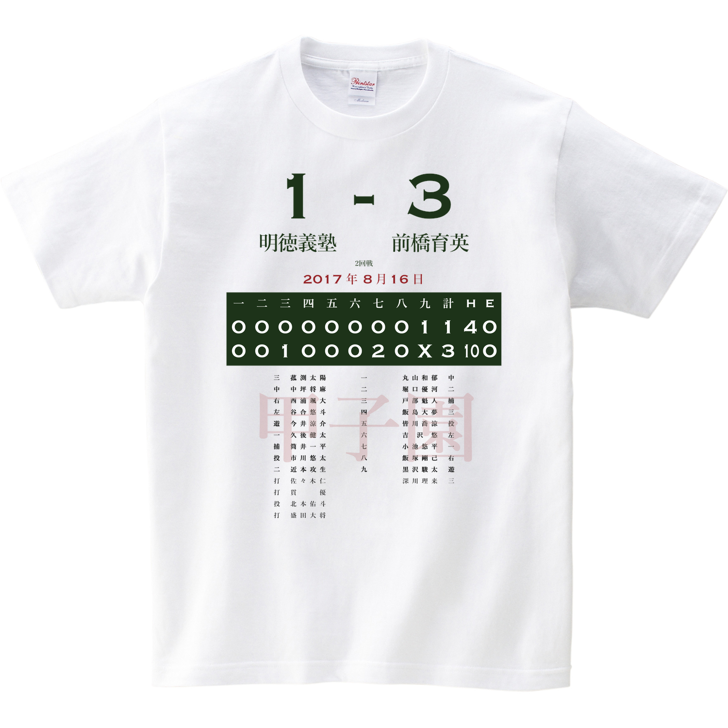 17 2回戦 前橋育英 群馬 明徳義塾 高知 あの試合を僕は一生忘れないtシャツ屋