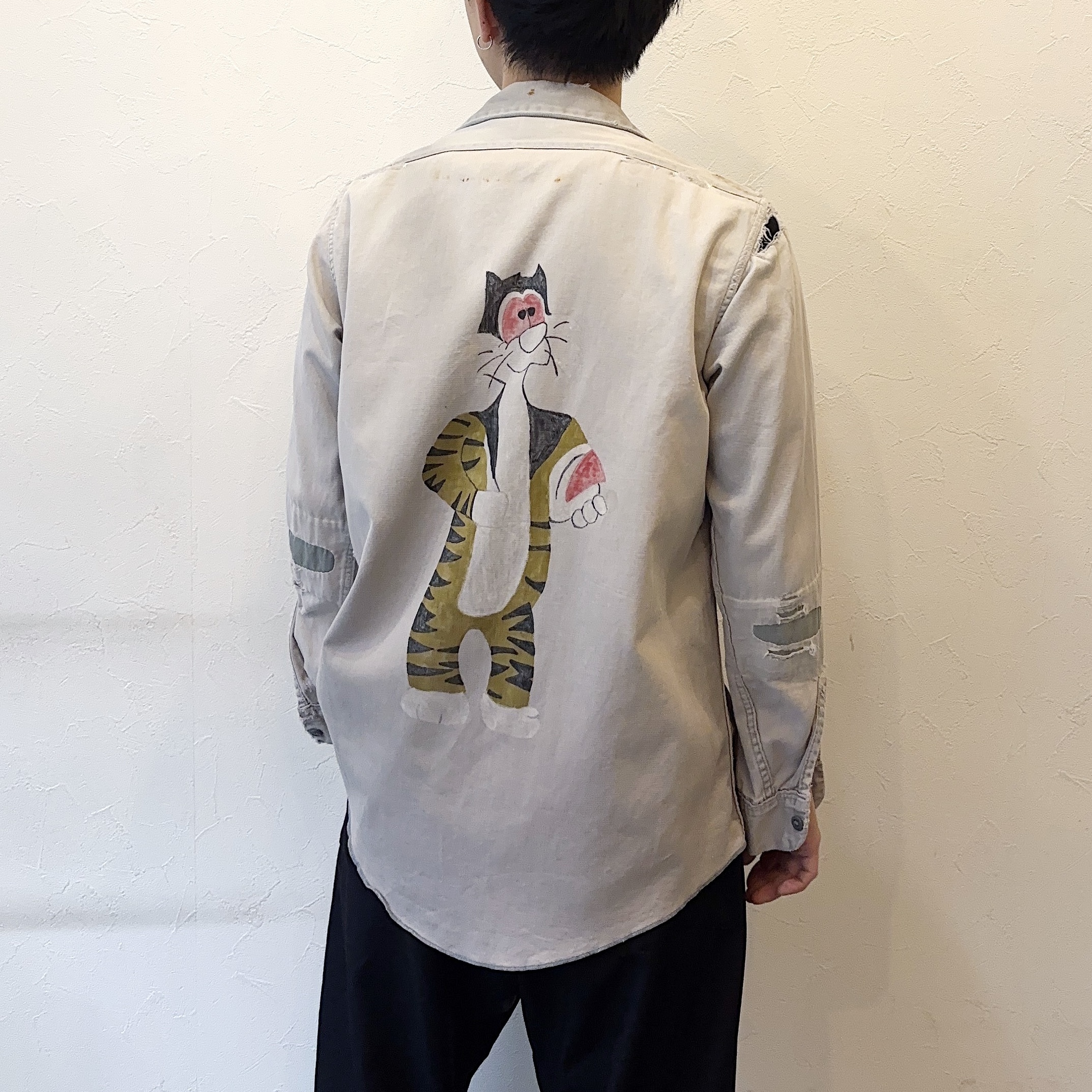 Vintage 60〜70's "SYLVESTER" Painted Grunge Work Shirt の画像 3