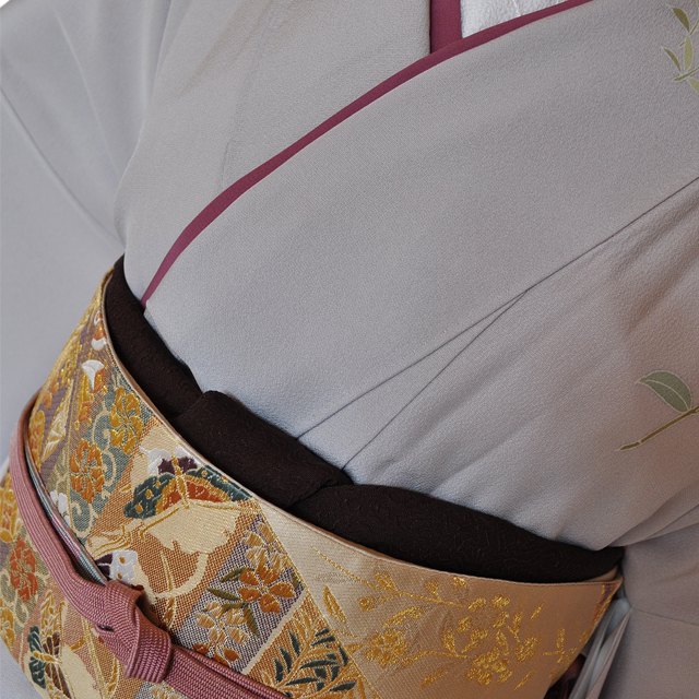 ワイドサイズ(トール&ワイド)■訪問着レンタル■薄グレー地に石楠花huwide6〔往復送料無料〕 - 画像1