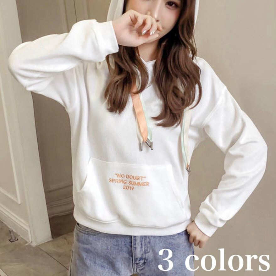 パステル カラー パーカー 大きいサイズ レディース 春 秋 服 長袖 韓国 ファッション ゆめ かわいい プルオーバー Tp 0261 Hapi Hapi Girl ハピ ガル