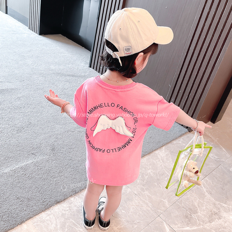 90 140 羽 ワンピース 半袖 全２色 女の子 韓国子供服 子供服 キッズ Q Toworld キュートワールド 子供服 メール便は何点でも送料の合計は280円