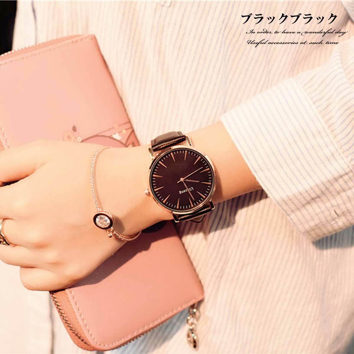 大きめ文字盤の美しいピンクゴールド ビッグフェースピンクゴールドカジュアルウォッチ 腕時計 時計 ブレスレット カジュアル時計 ピンクゴールド レディース時計 レザー時計 革 Or1804 015 Overrag