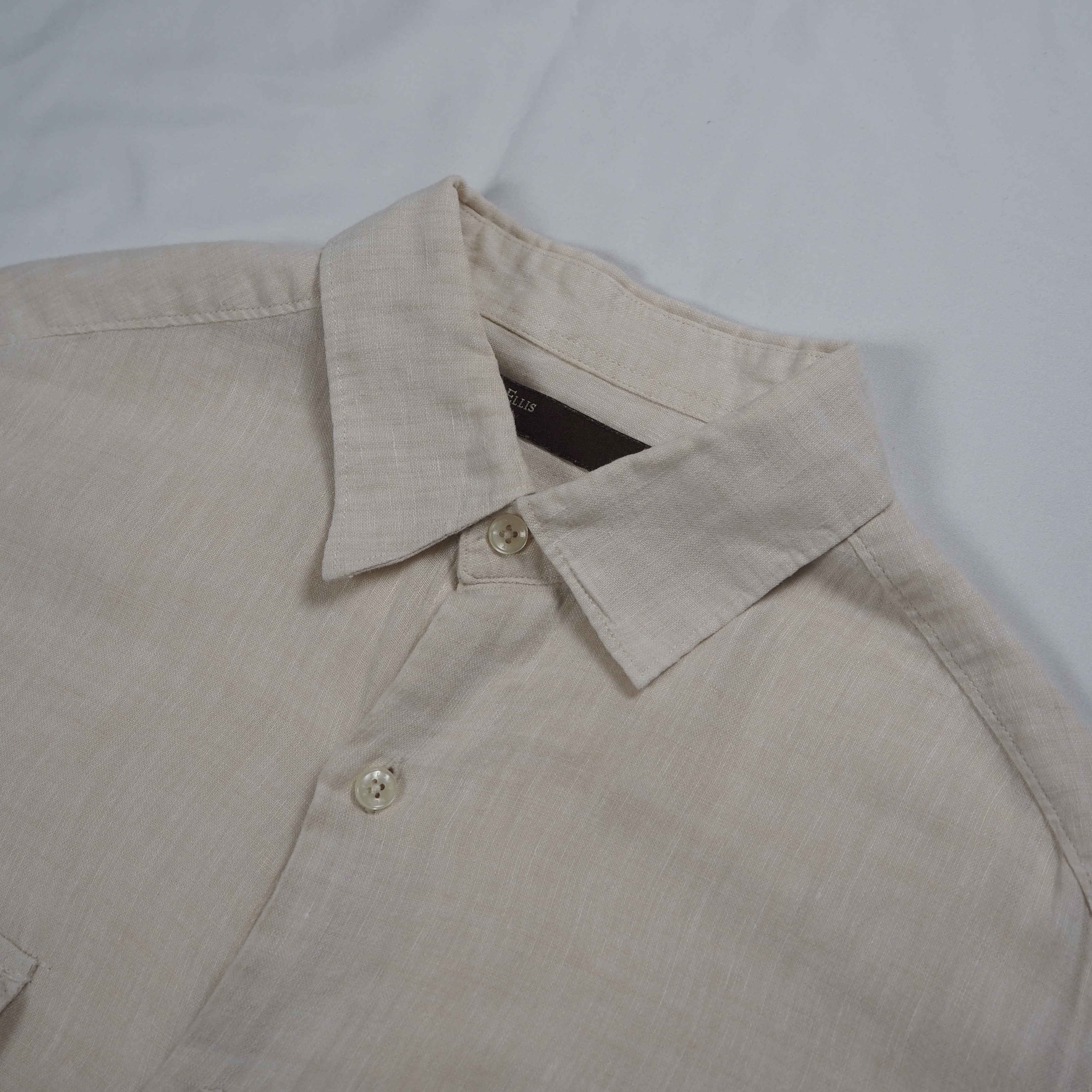 00’s Perry Ellis リネンシャツ Mサイズ 生成り 無地 の画像 4