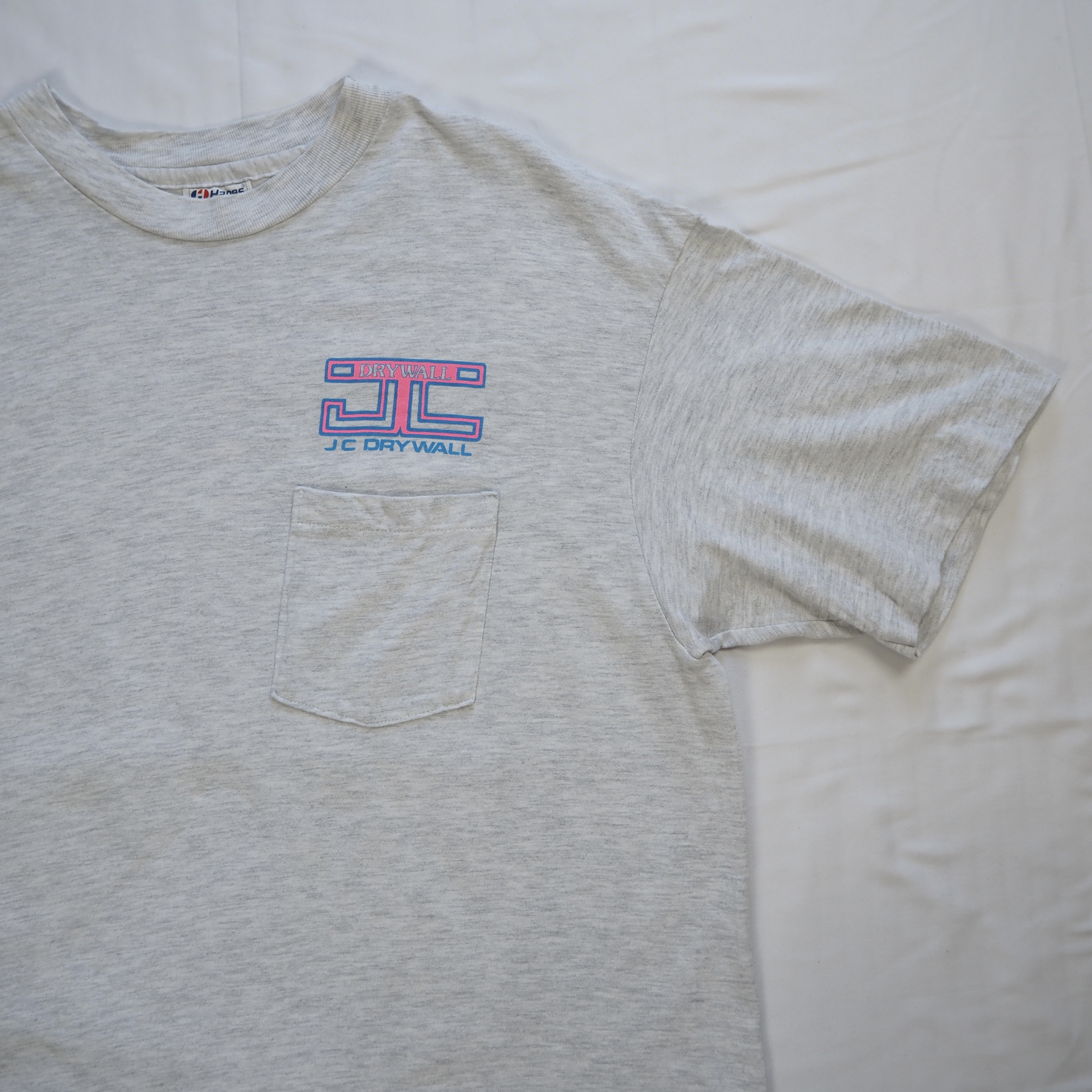90’s Hanes ワークTシャツ 企業Tシャツ ピンク Lサイズ の画像 12