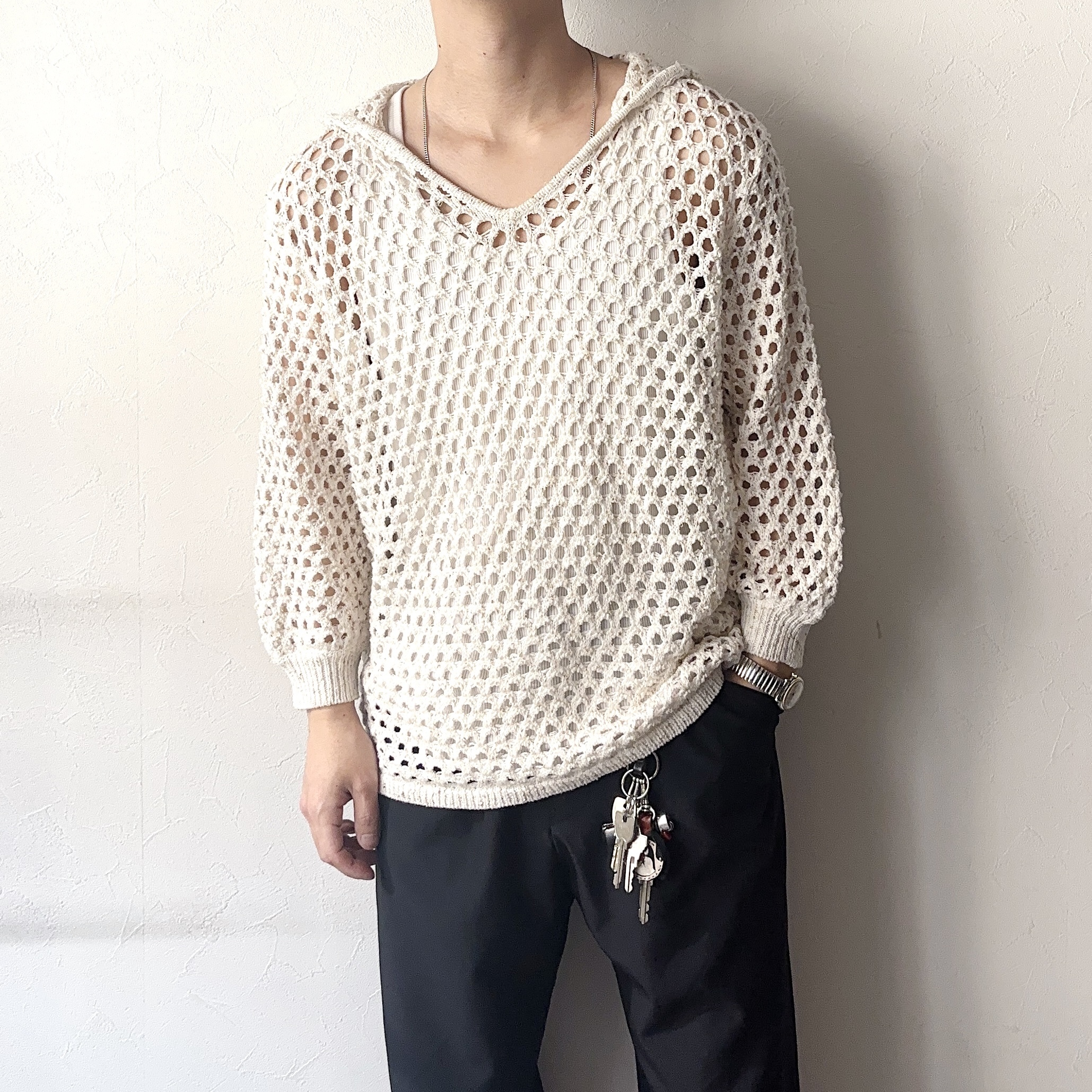 Vintage Mesh Knit Hoodie の画像 3