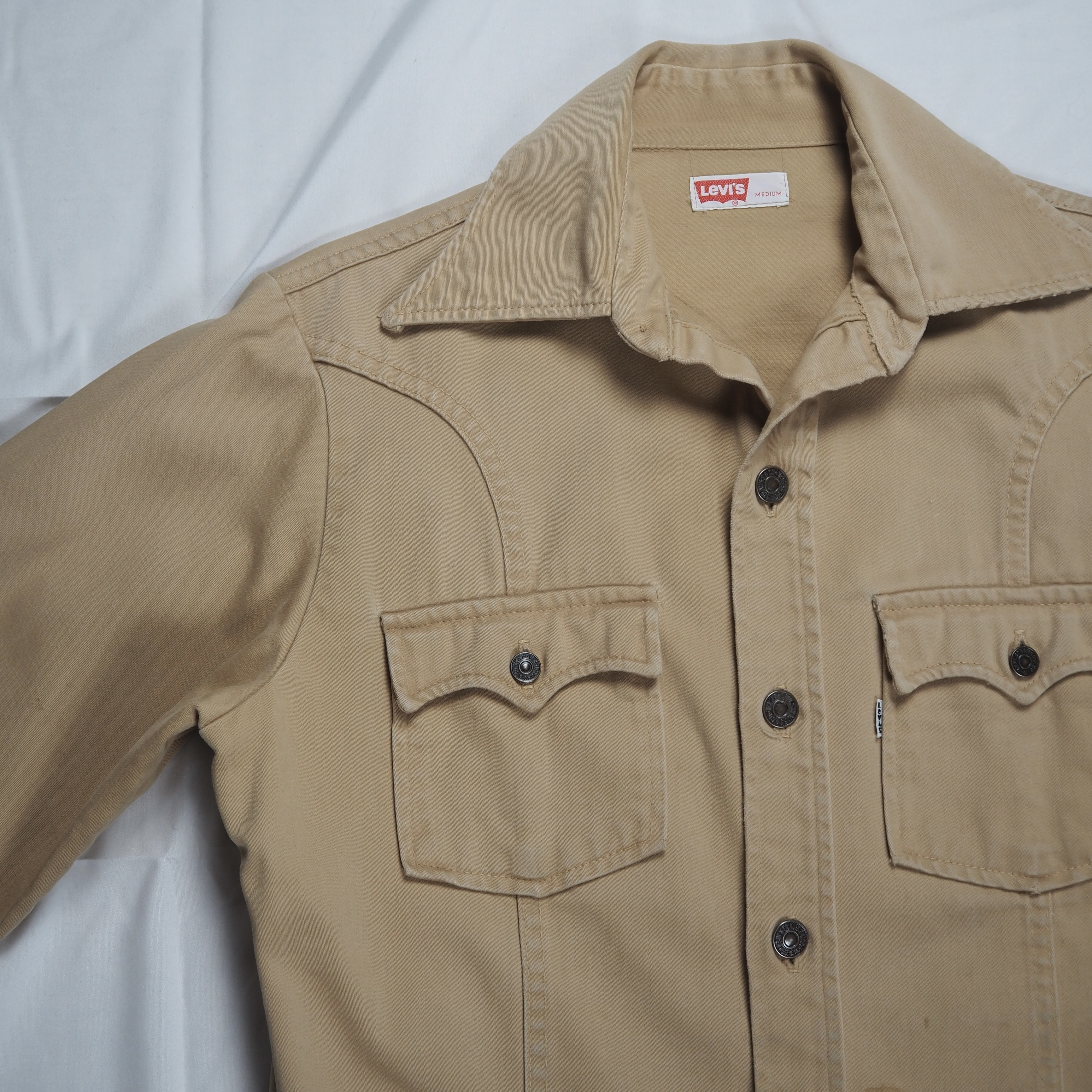 70’s Levi’s ウエスタンシャツ ベージュ ボックスシルエット Mサイズ オンライン限定商品 の画像 3
