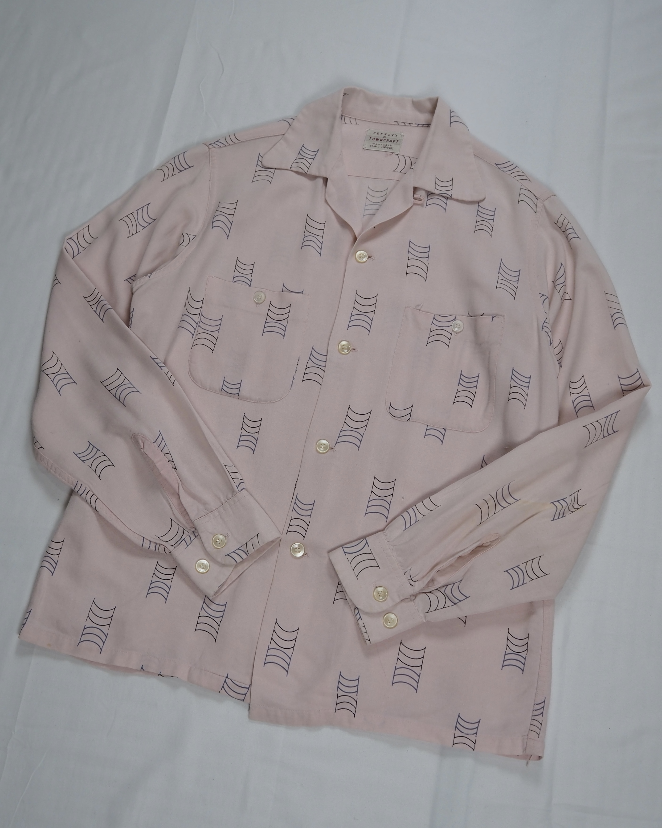 50’s Towncraft レーヨンシャツ ピンク Sサイズ の画像 6