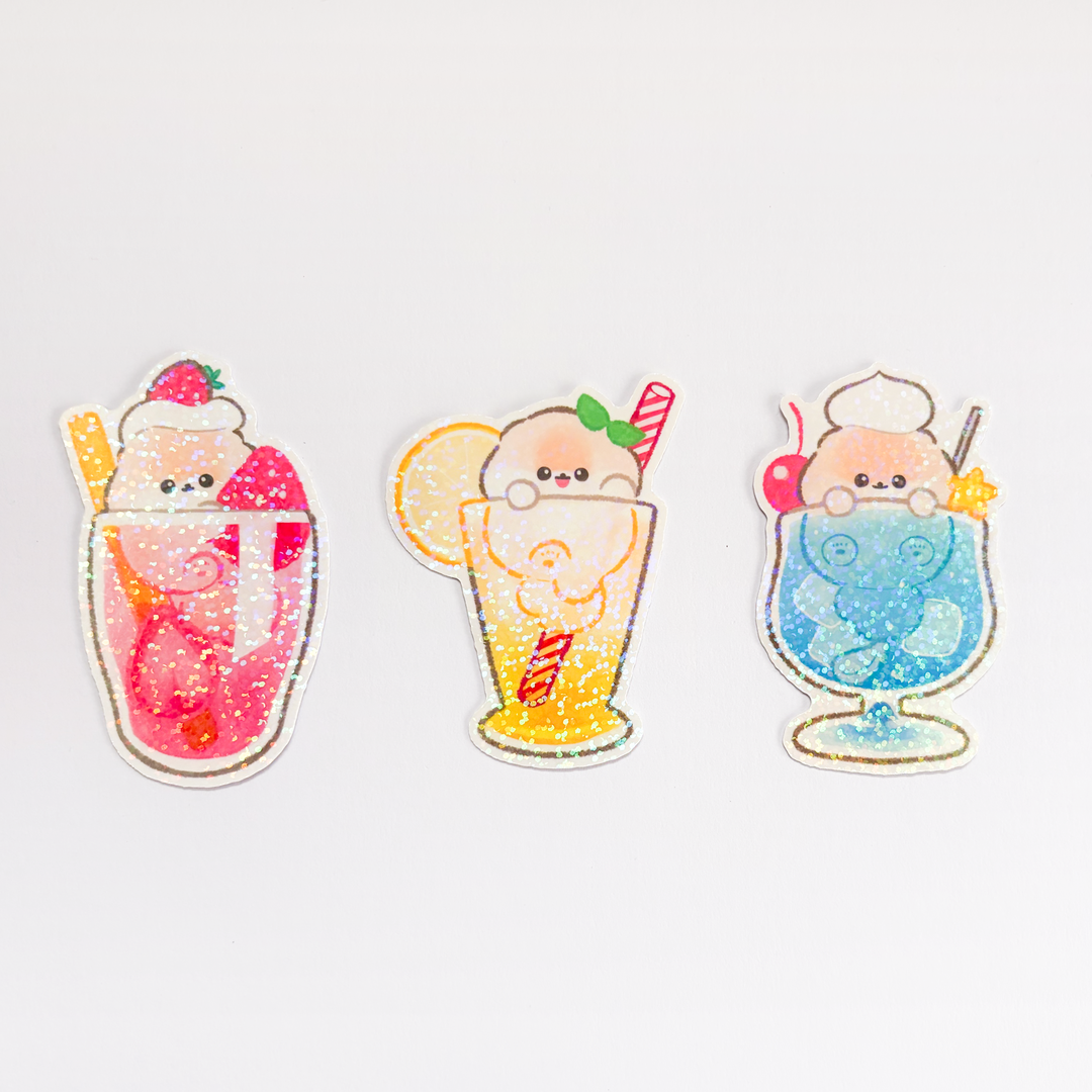 【ホログラムステッカー　３種類セット】ポメラニアンのぽぽち