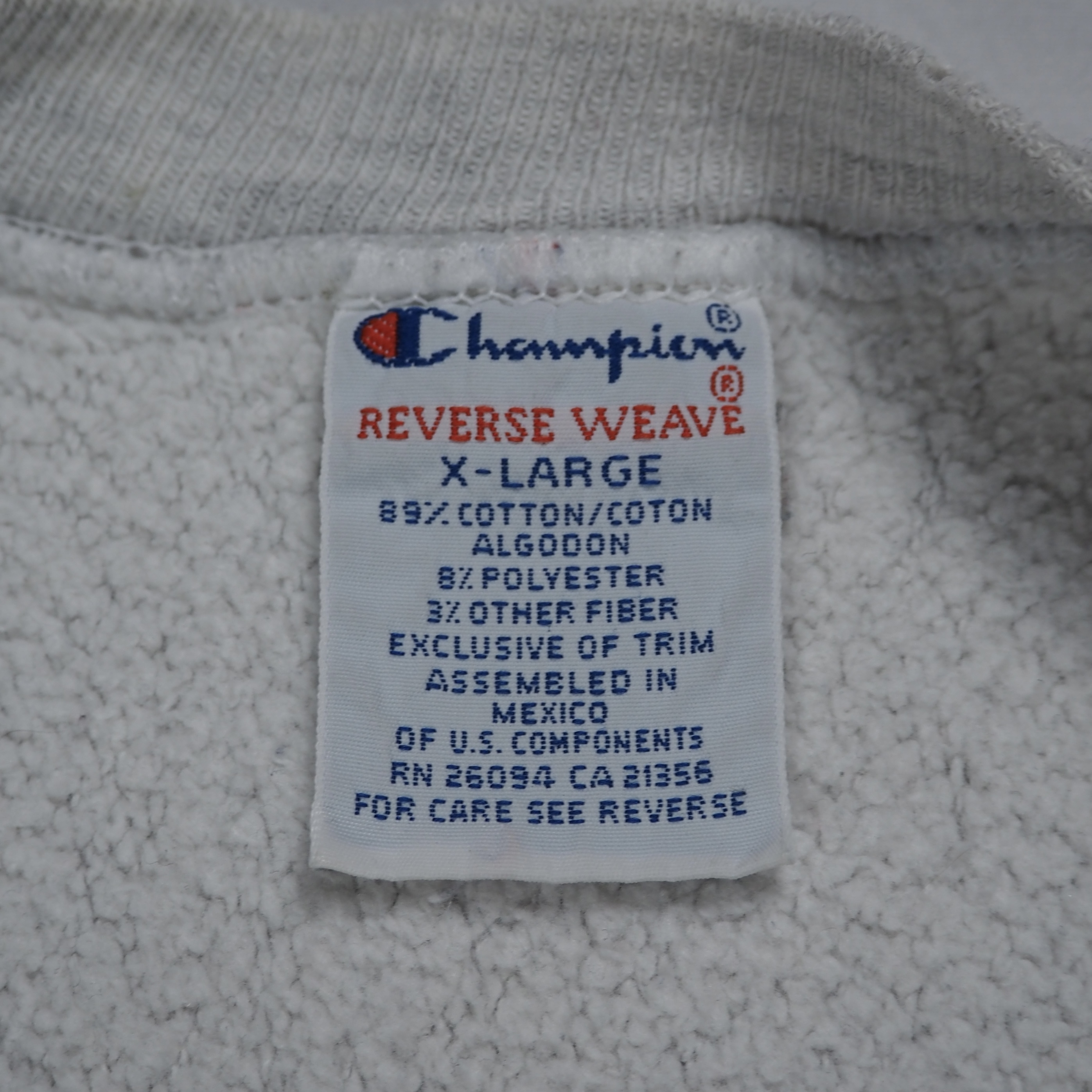90’s Champion R.W. カラーネック グレー ワンポイント XL の画像 12