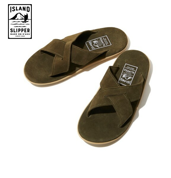 アイランドスリッパ メンズ サンダル クロスストラップ スウェード レザー Island Slipper Pt223 Army Suede Bees High