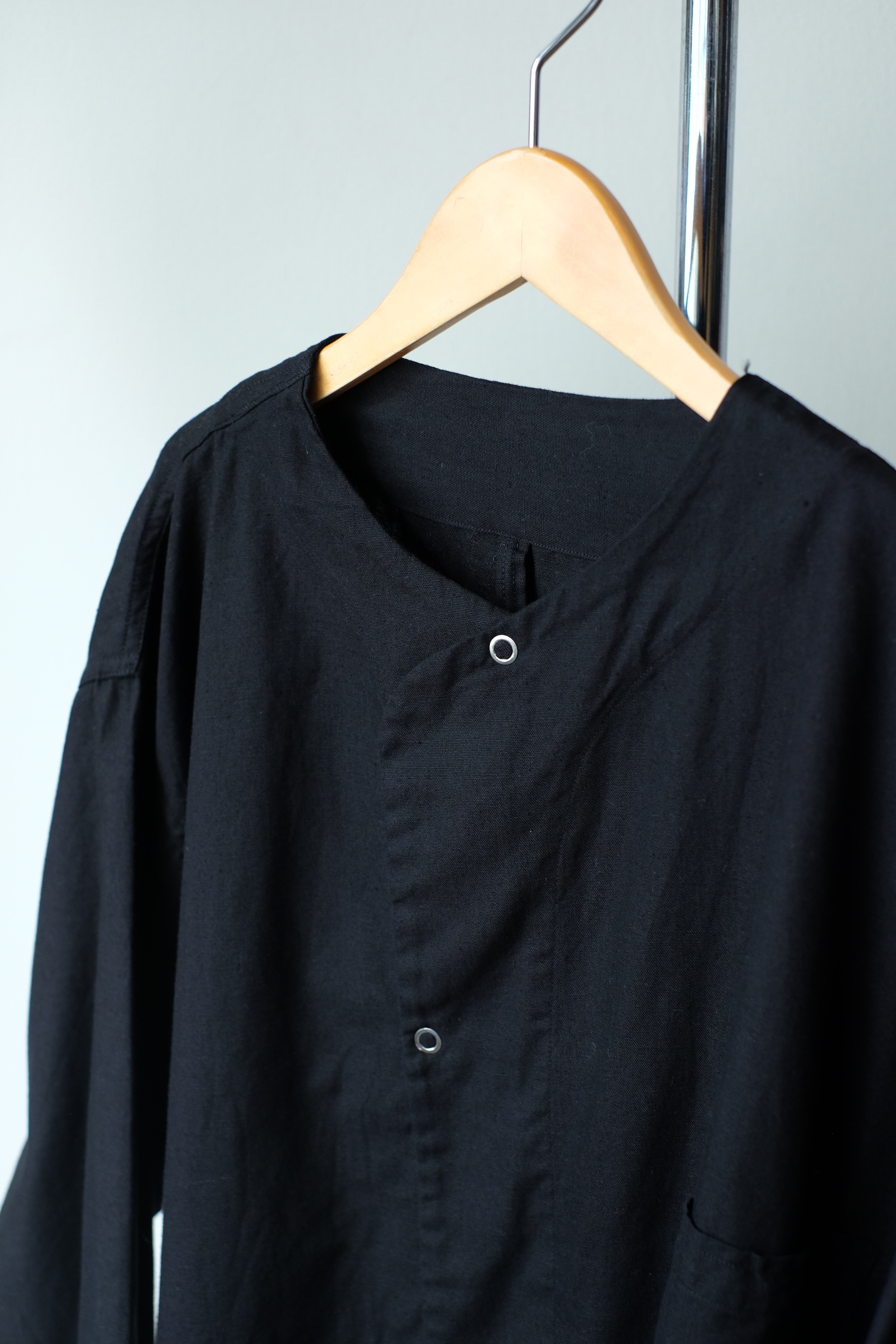 50s US army no collar pajama shirt “黒染め” の画像 6