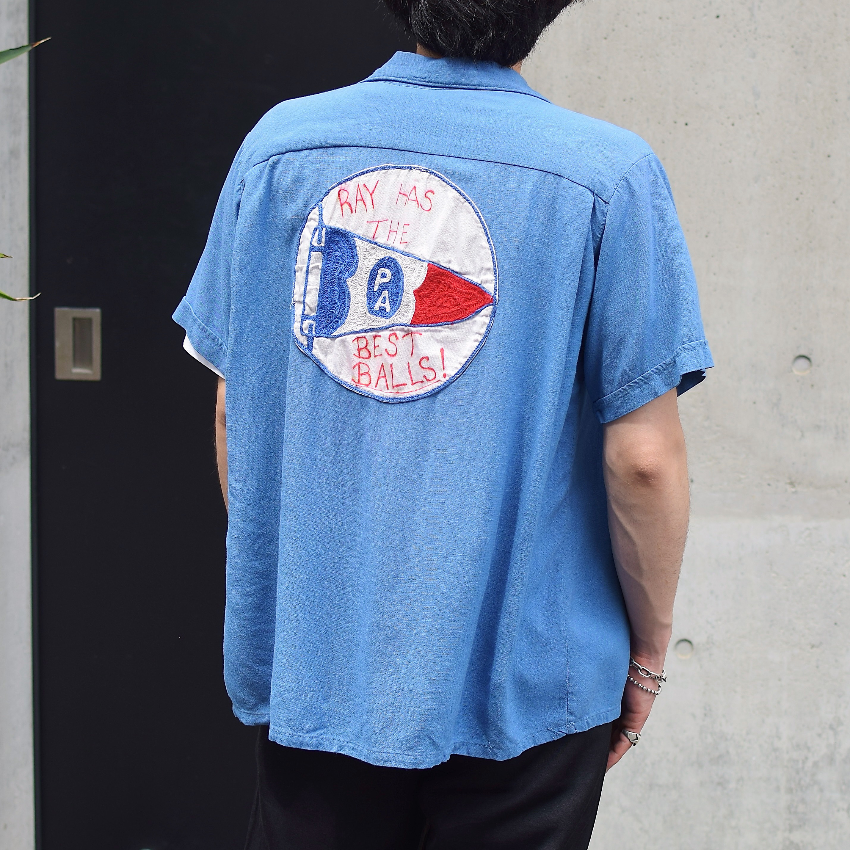 Vintage 60's【ANGELTOWN】"RAY HAS THE BEST BALLS!" Rayon Bowling Shirt の画像 4