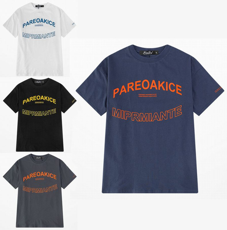 韓国ファッション Tシャツ ユニセックス 半袖 Tシャツ メンズ レディース PAREOKAKICE 英字 プリント オーバーサイズ 大きいサイズ ルーズ ストリート