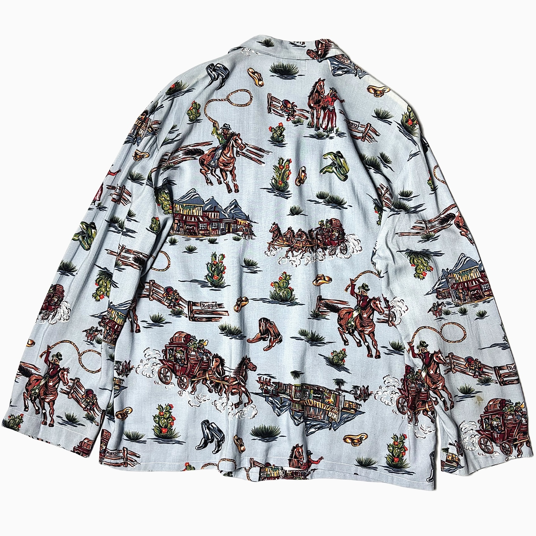 Vintage 90's【Maxou】"Cowboy" Patterned Rayon Shirt の画像 2