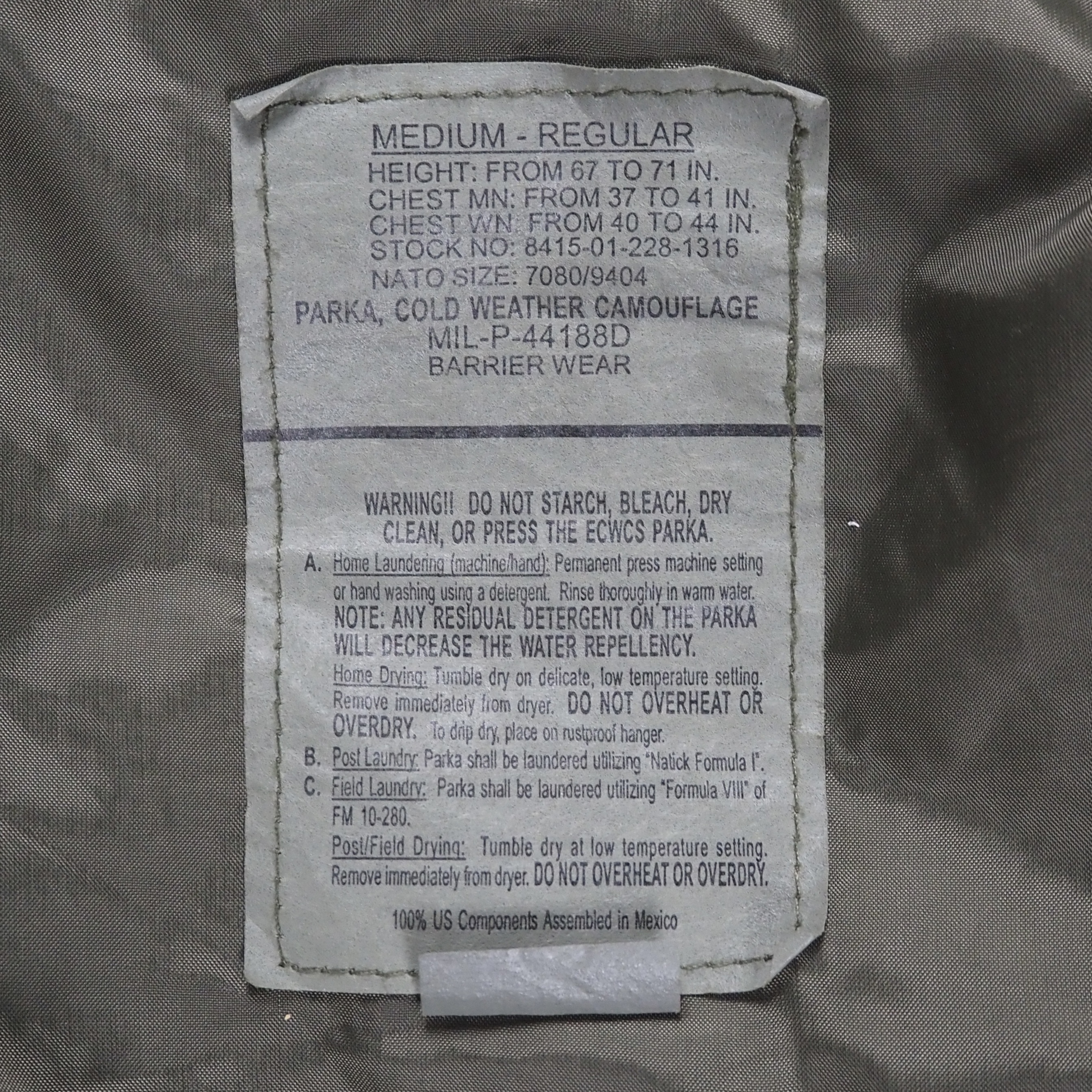 90’s U.S. ARMY ECWCS ゴアテックスパーカー の画像 10
