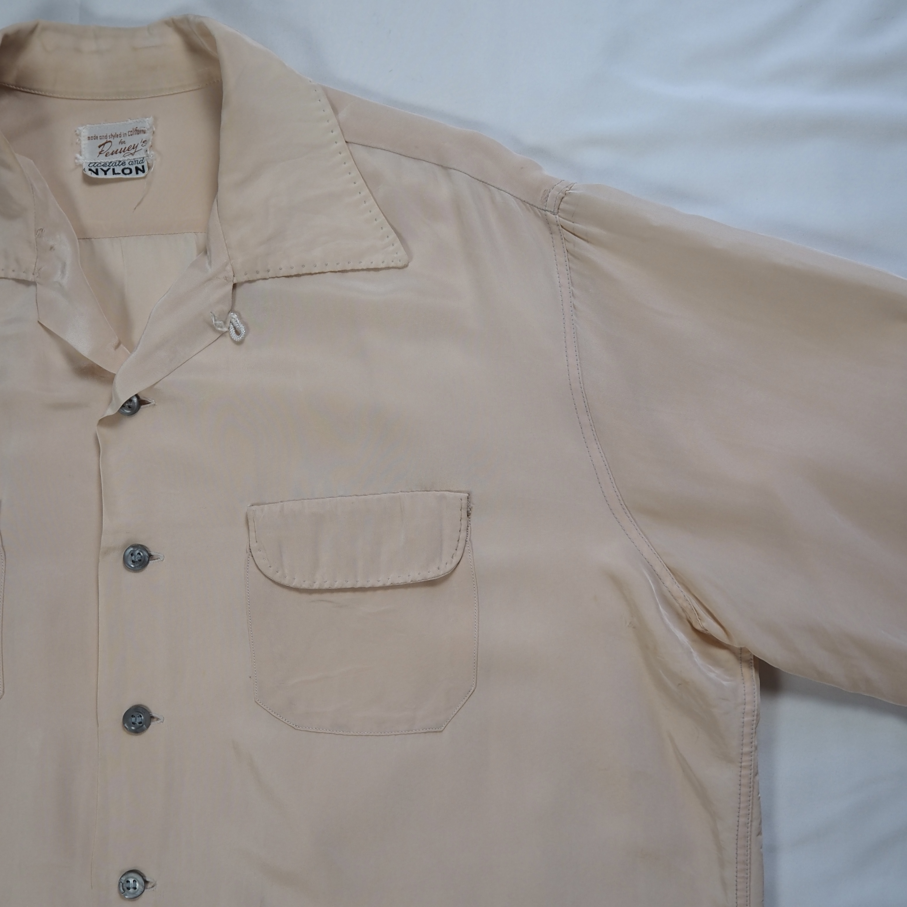 【ビッグサイズ】50’s Penny’s ナイロンシャツ ピンク XL の画像 12
