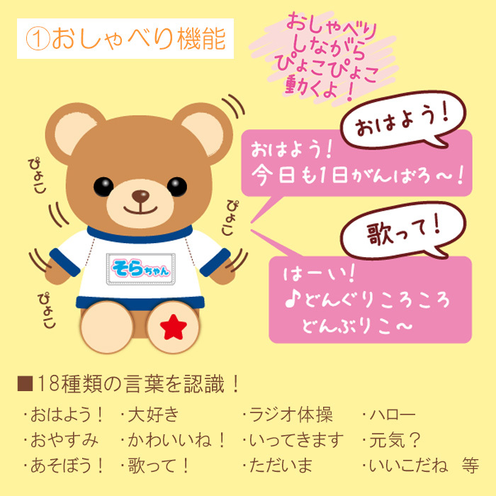 送料無料 体操 大好き おしゃべり くまのそらちゃん 動くおもちゃ 動くぬいぐるみ 動く 音楽 ミュージック サウンド アクション 音声認識 会話 ラジオ体操 ぬいぐるみ 癒し おもちゃ 玩具 トイ プレゼント ギフト クリスマス 誕生日 くま クマ 熊 テディベア S Os 6h658 送料無料 体操 大好き おしゃべり くまのそらちゃん 動くおもちゃ 動くぬいぐるみ 動く 音楽 ミュージック サウンド アクション 音声認識 会話 ラジオ体操 ぬいぐるみ 癒し おもちゃ 玩具 トイ プレゼント ギフト クリスマス 誕生日 くま クマ 熊 テディベア S Os 6h658
