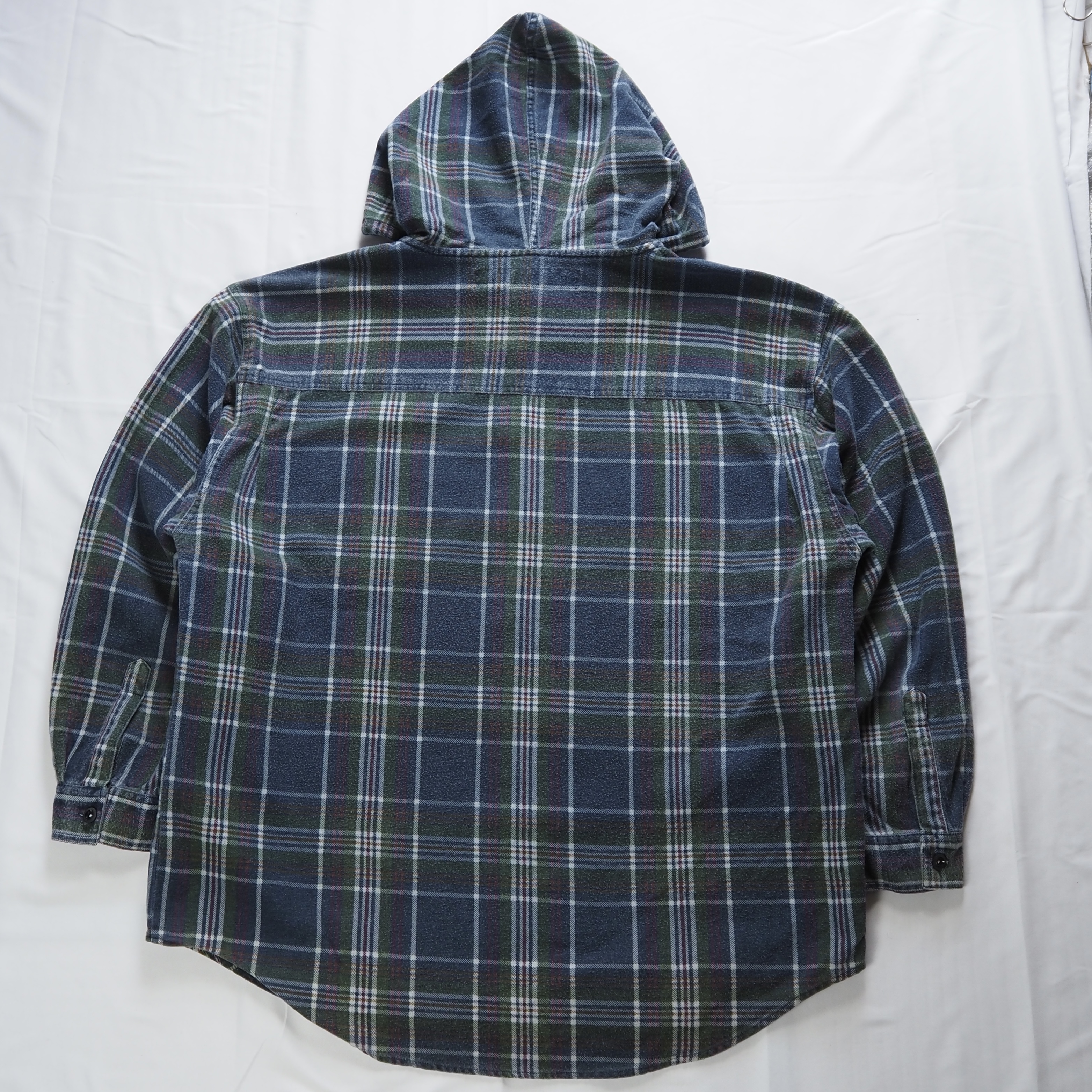 00’s Anchor Blue フランネルボタンフーディ XL の画像 14
