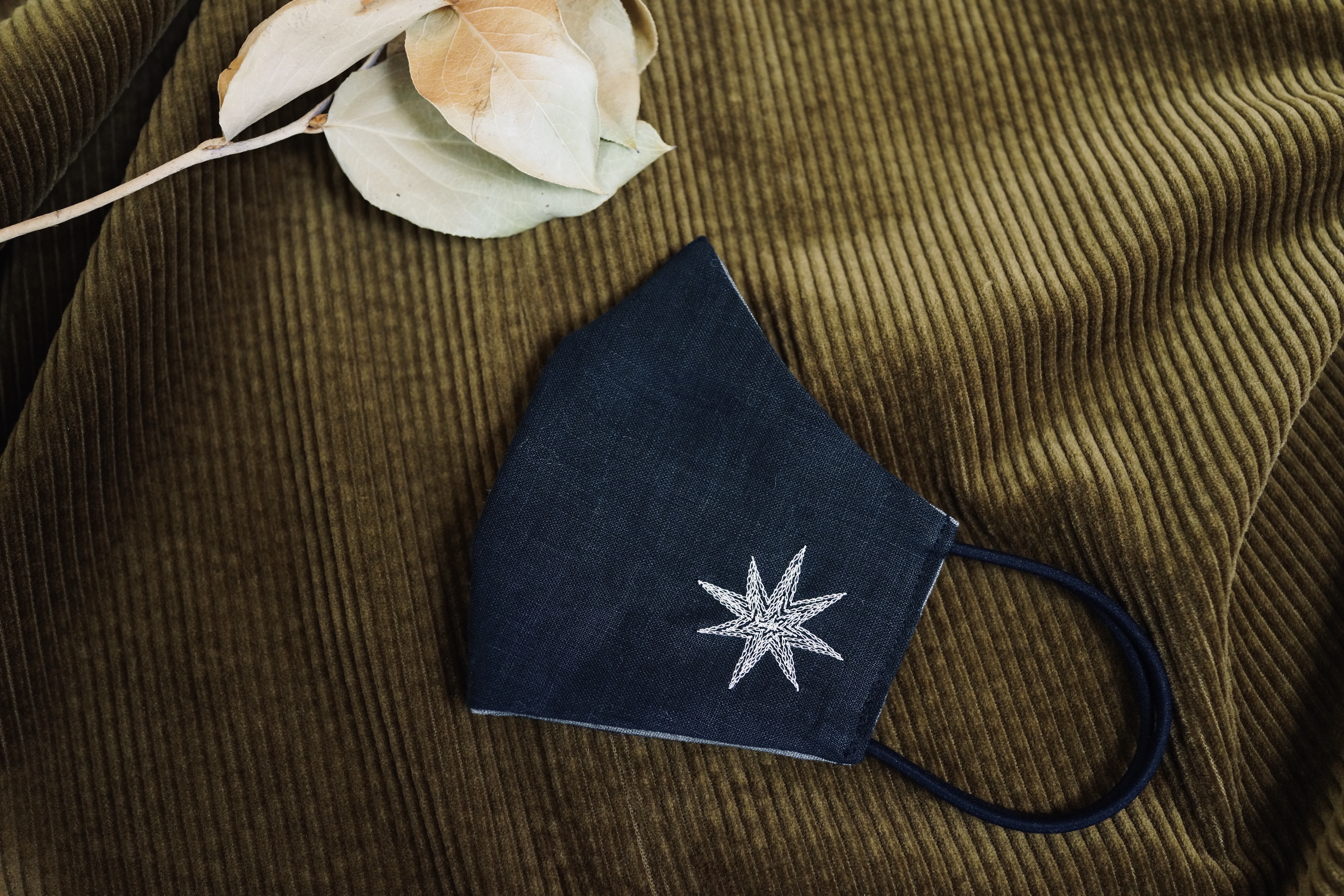 【刺繍マスク/ワイヤー】 "Silver stars✴︎Black"