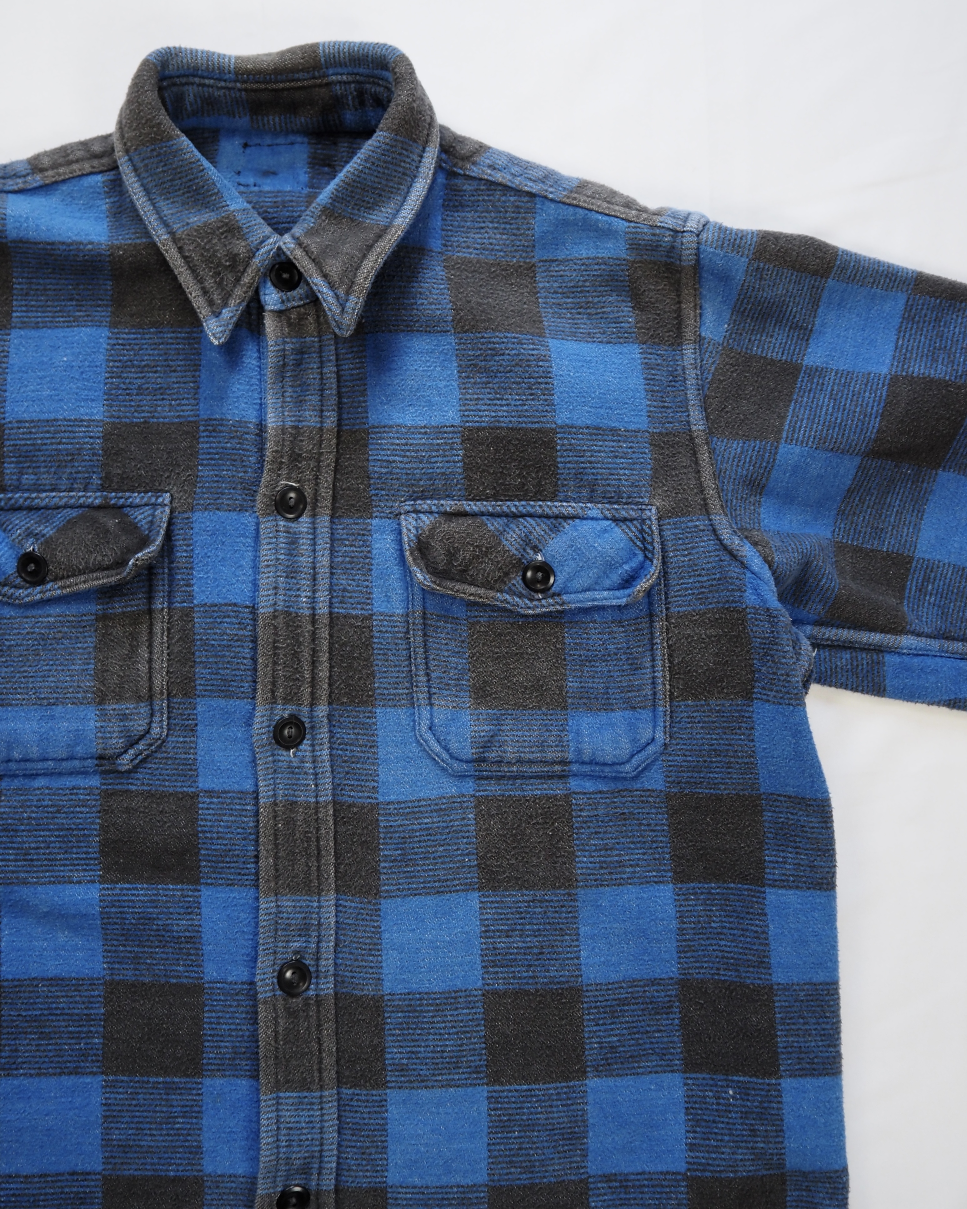 【5/6(水) 20:00入荷】60’s ヘヴィネル ブルー×ブラック ブロックチェック ボックスシルエット の画像 5