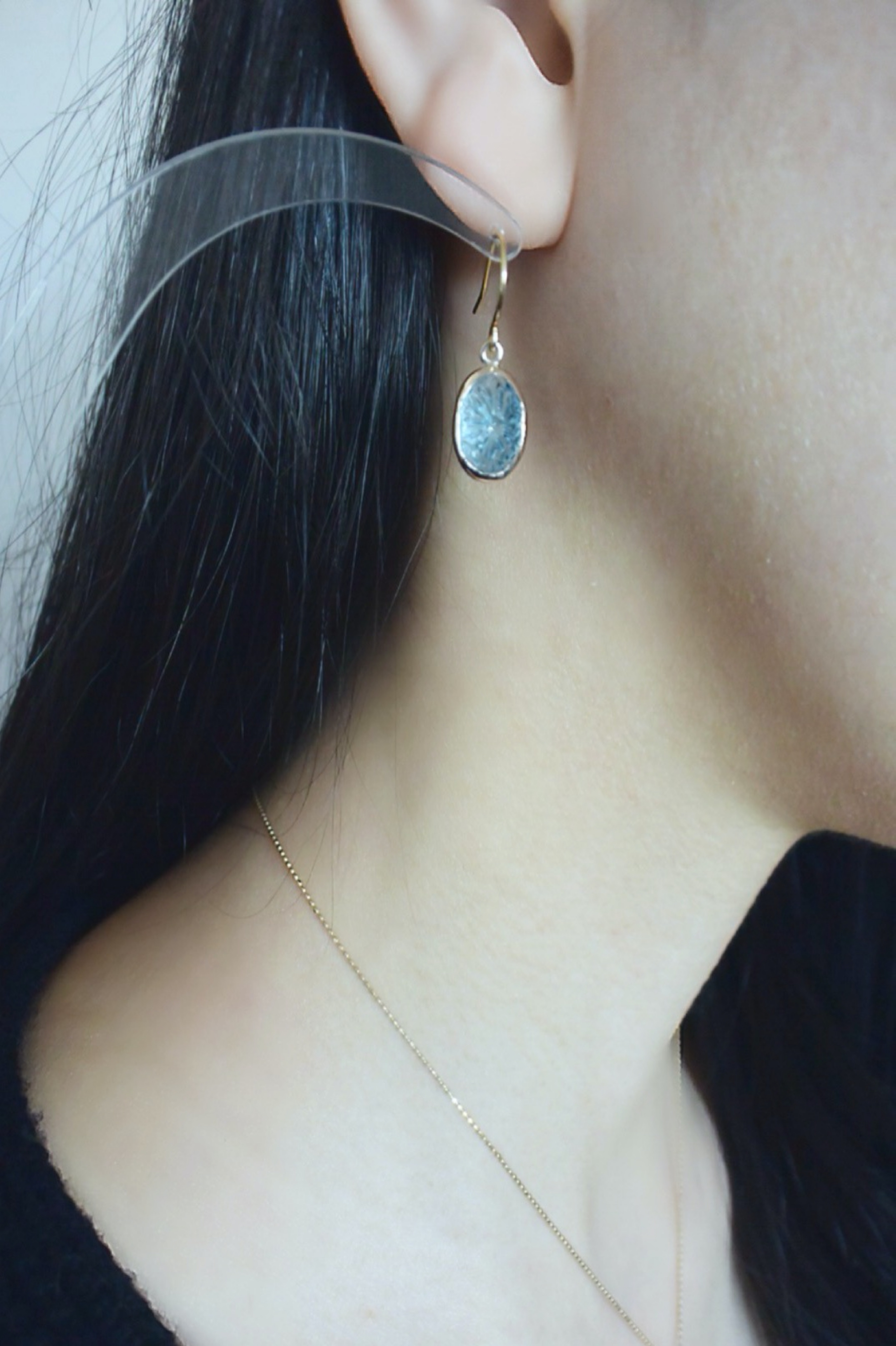 K10 Carving Blue Topaz Earrings 10金カービング 彫り ブルートパーズピアス イヤリング Quirk Of Fate