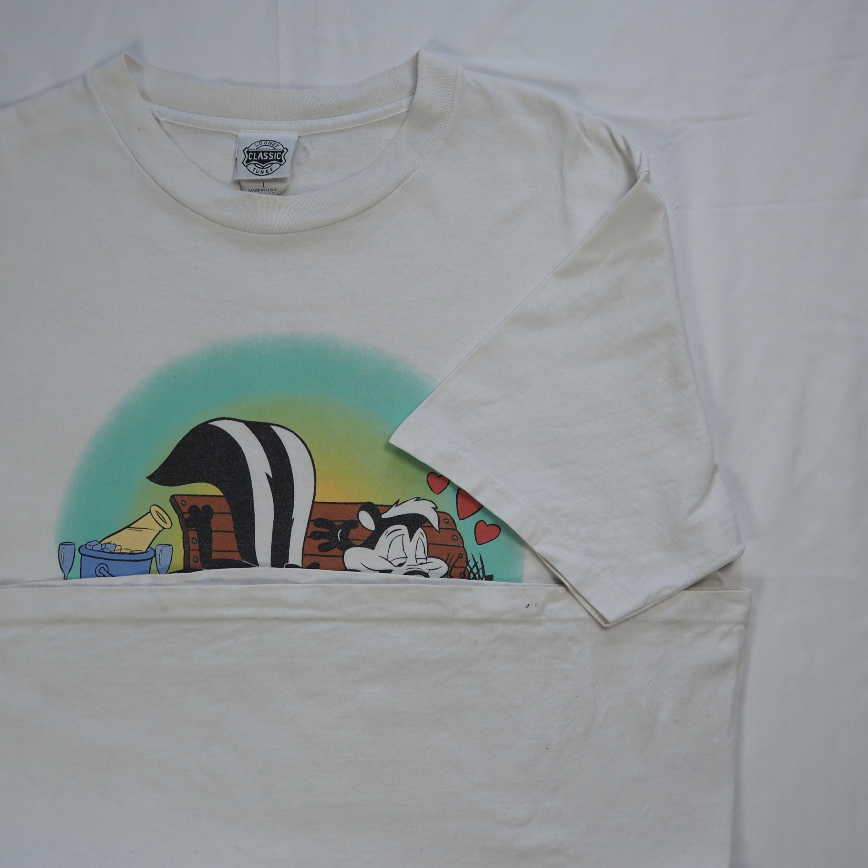 90’s Looney Tunes ぺぺ ル ピュー Lサイズ ホワイト シングルステッチ の画像 11