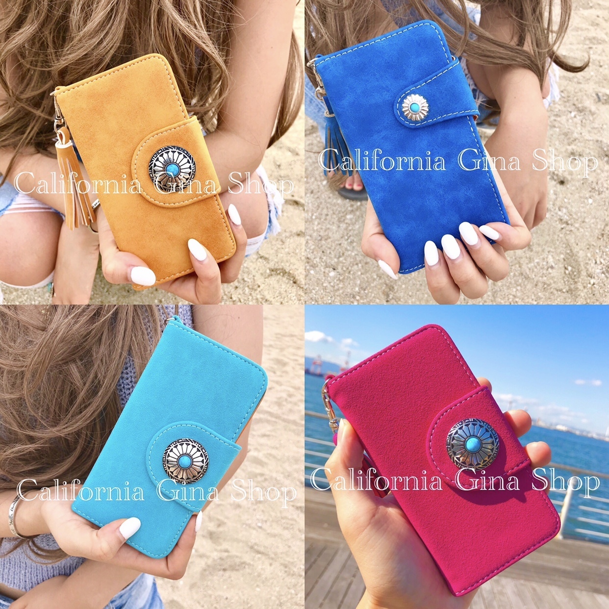 B級品 訳アリsale 即納 4種類の中から選べる西海岸iphoneケース 手帳型 海 夏 Gina California Shop