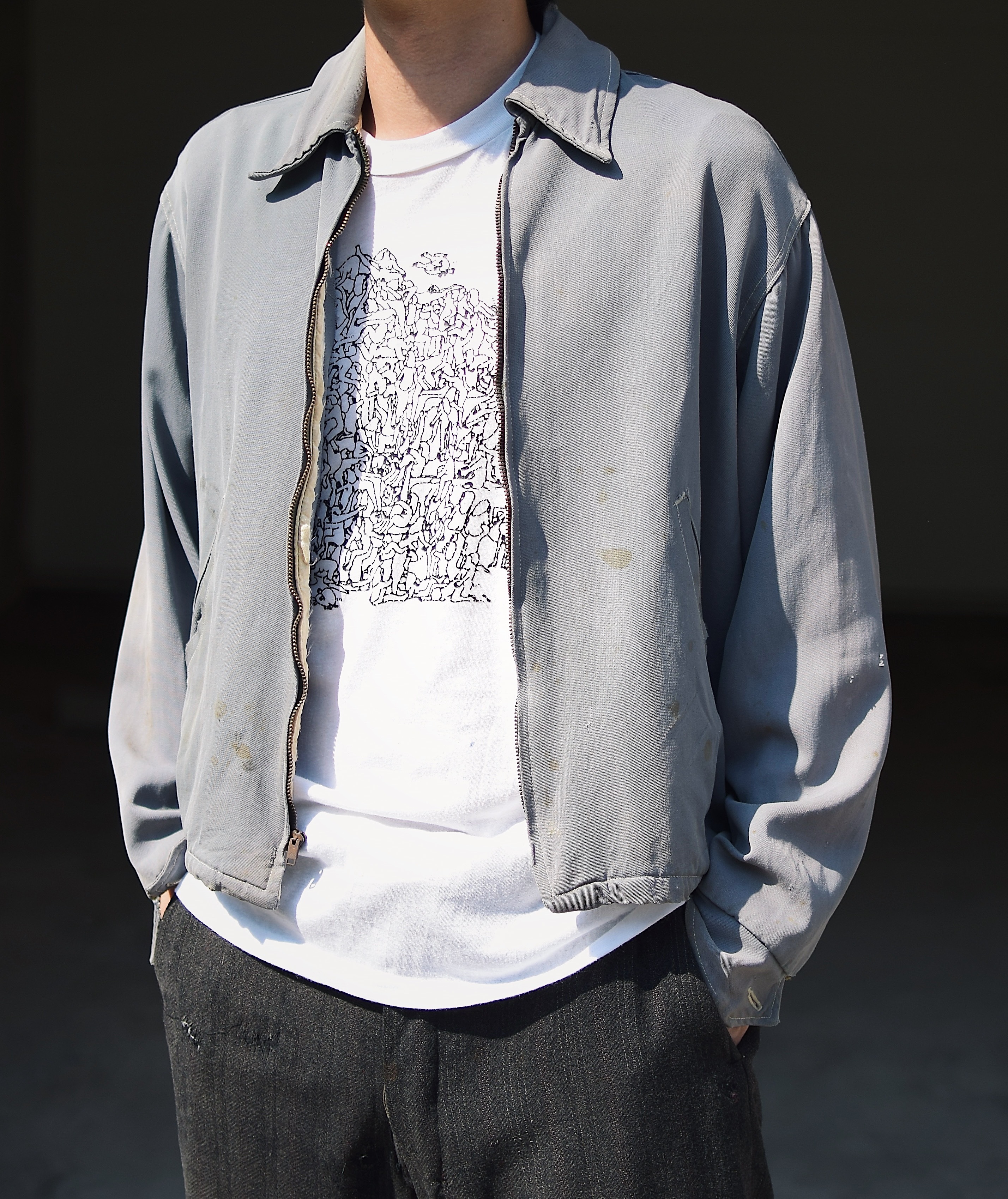 Vintage 50's Grunge Rayon Gabardine Jacket の画像 3