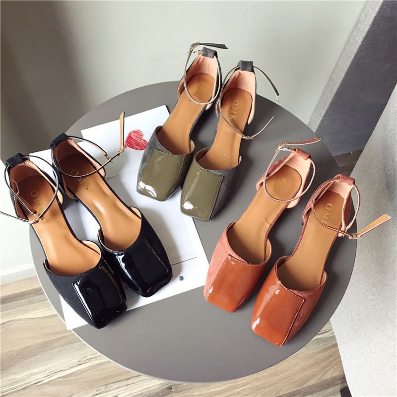送料無料 3色 パンプス レディース シューズ 靴 ストラップ ローヒール エナメル スエード 切り替え デザイン 異素材mix おしゃれ レトロ かわいい アンクルストラップ 大きいサイズ 25 0 25 5 ストラップパンプス スクエアトゥ ぺたんこ フェミニン 大人カジュアル