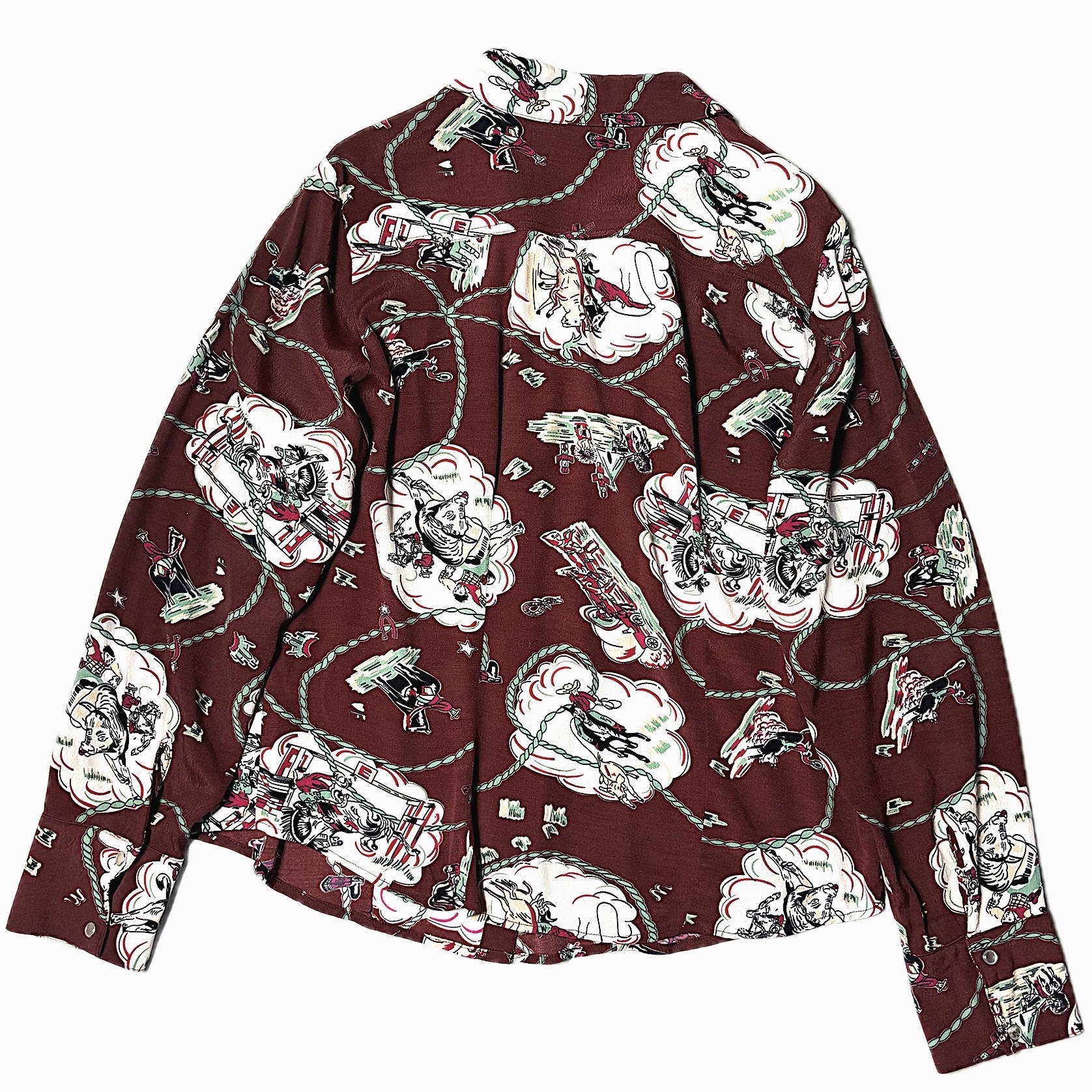 Y2K【Loco Lindo】"Cowboy" Patterned Rayon Shirt の画像 2