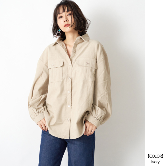 16w コーデュロイ 後ろリングドット タック入りオーバーサイズシャツ No10