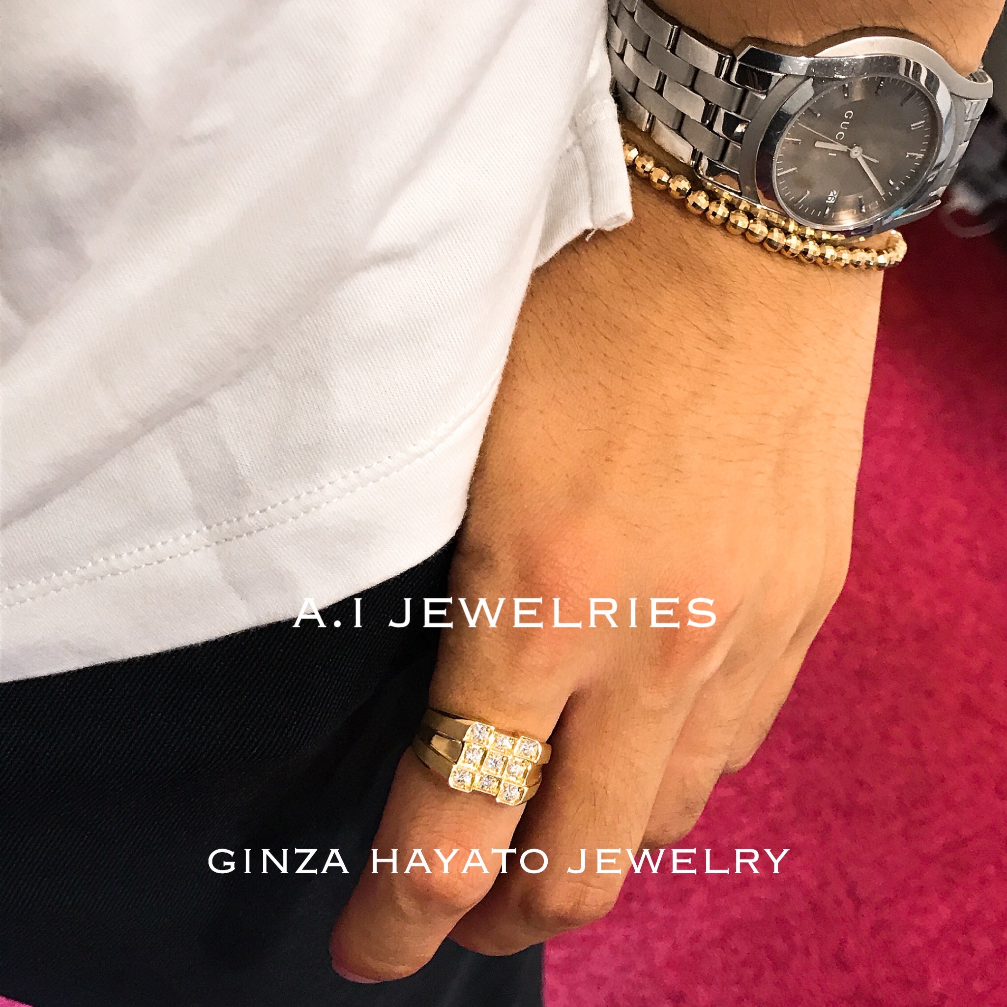K18 18金 印台 天然 本物 ダイヤモンド リング 指輪 新品 Mens メンズ Ring ジュエリー A I Jewelries エイアイジュエリーズ