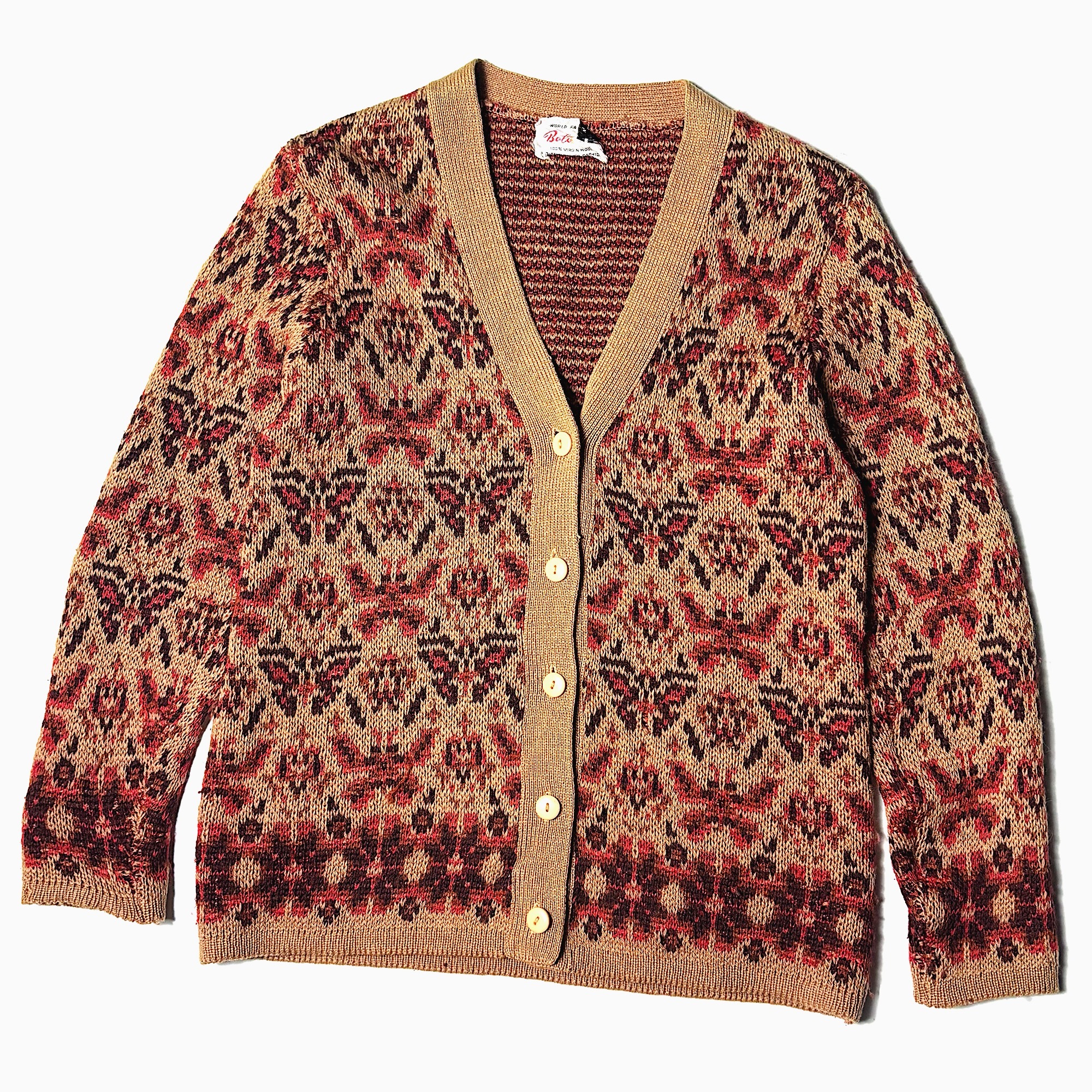 Vintage 60's【BOTONER】Pattered Knit Cardigan