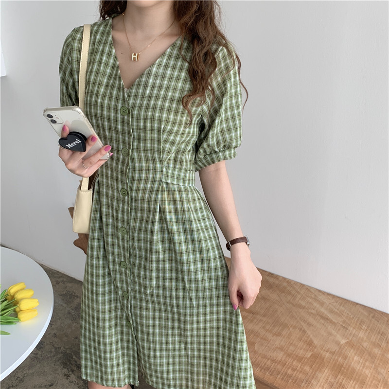 送料無料 レトロチェックワンピース W 韓国レディースファッション通販 Whidy