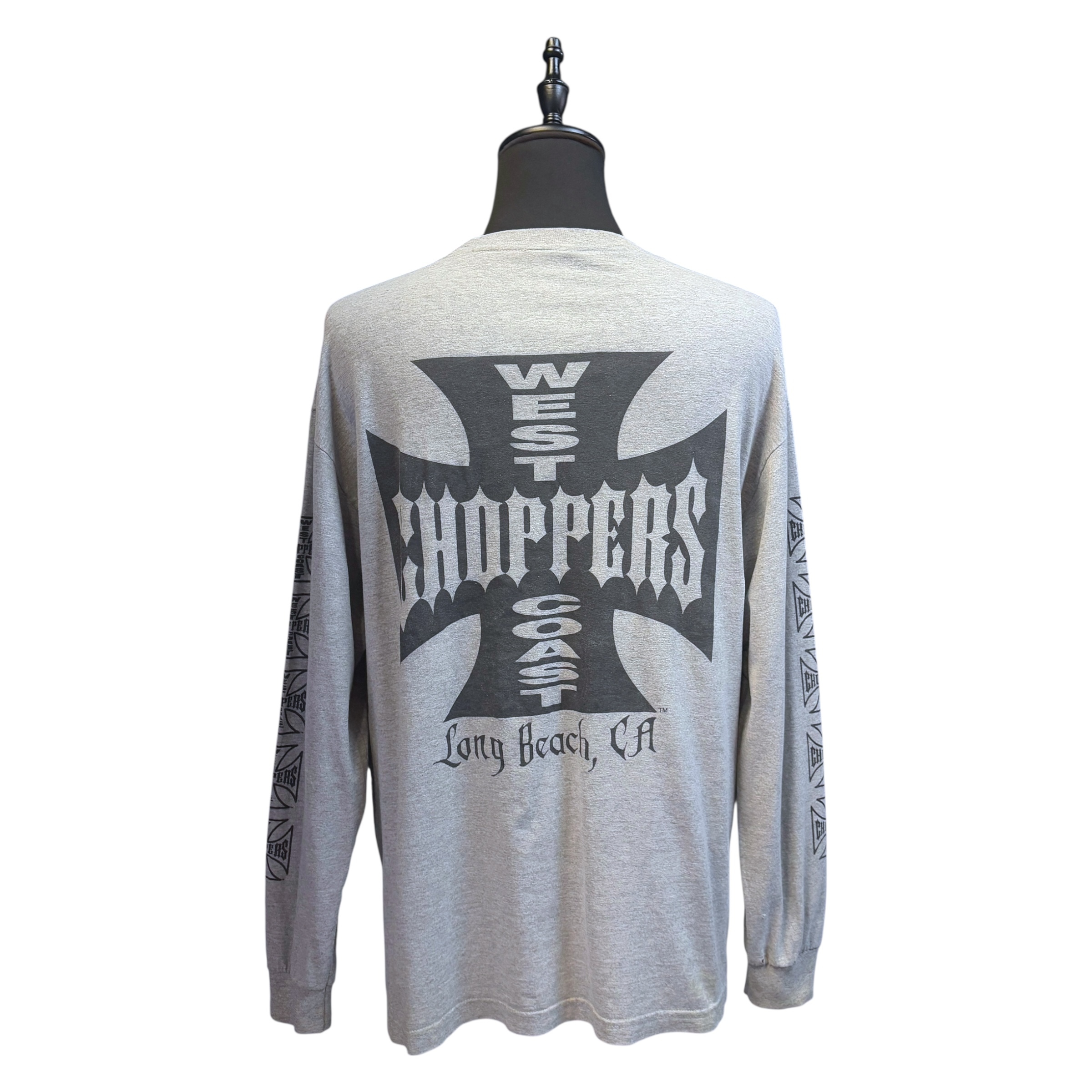 【WEST COAST CHOPPERS】ウエストコーストチョッパーズ  両袖ロゴロングTシャツ グレー L.XL相当