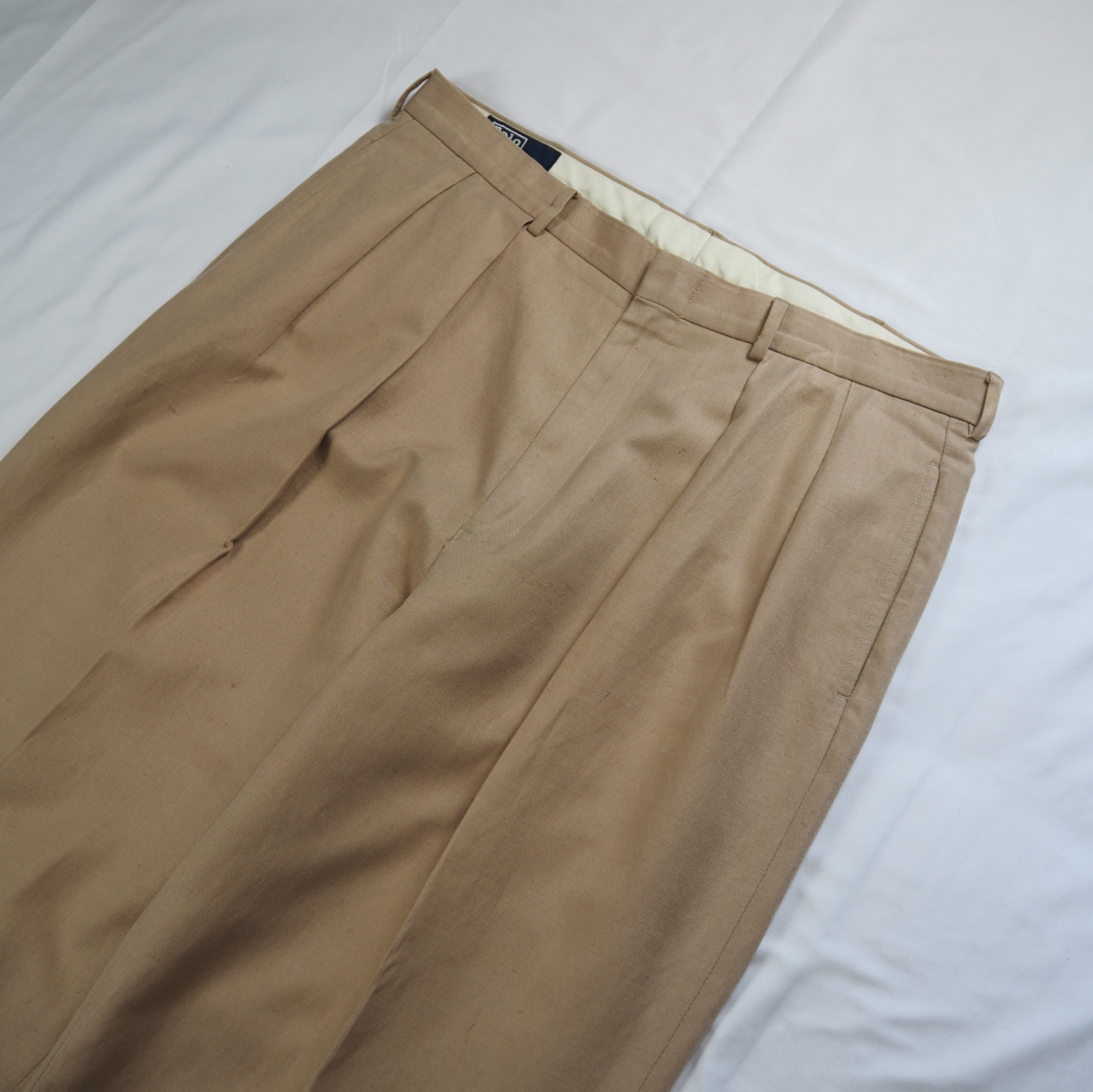 90's Ralph Lauren リネンパンツ ベージュ 36×30 の画像 3