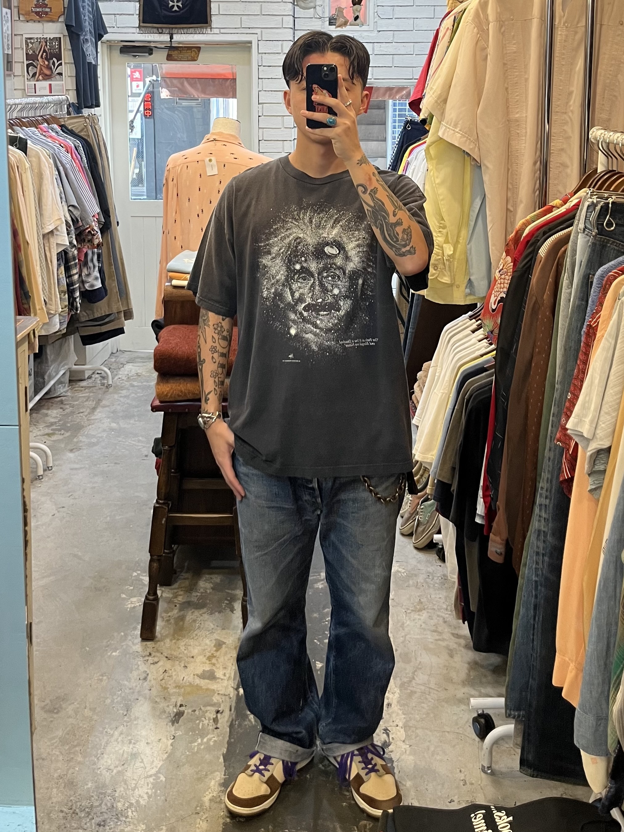 90’s アインシュタイン Tシャツ XL ブラックフェード の画像 3