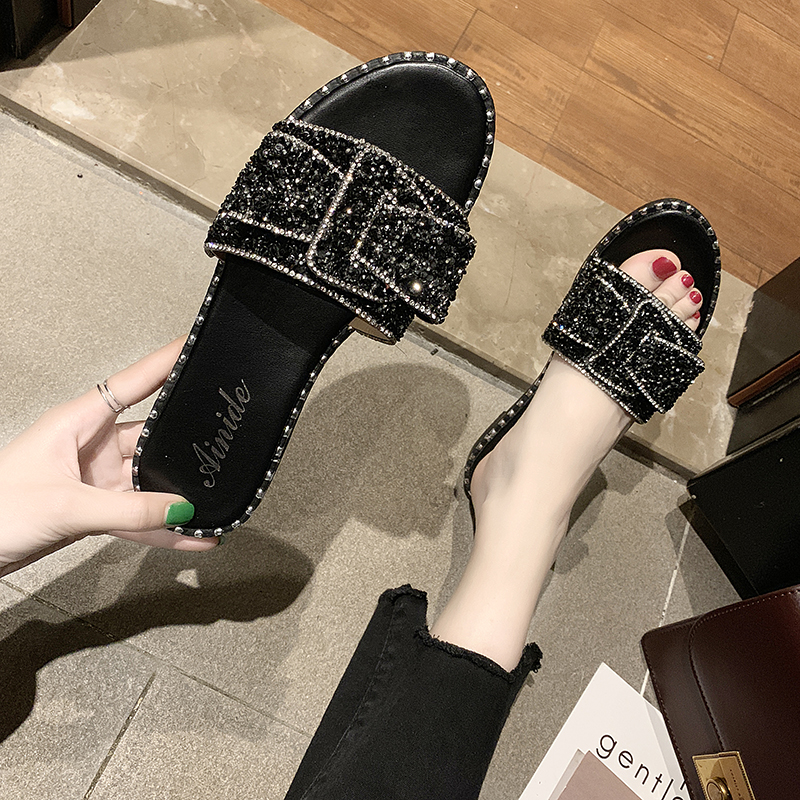 シューズ ファッション韓国通販ラインストーンサンダル Modamoca